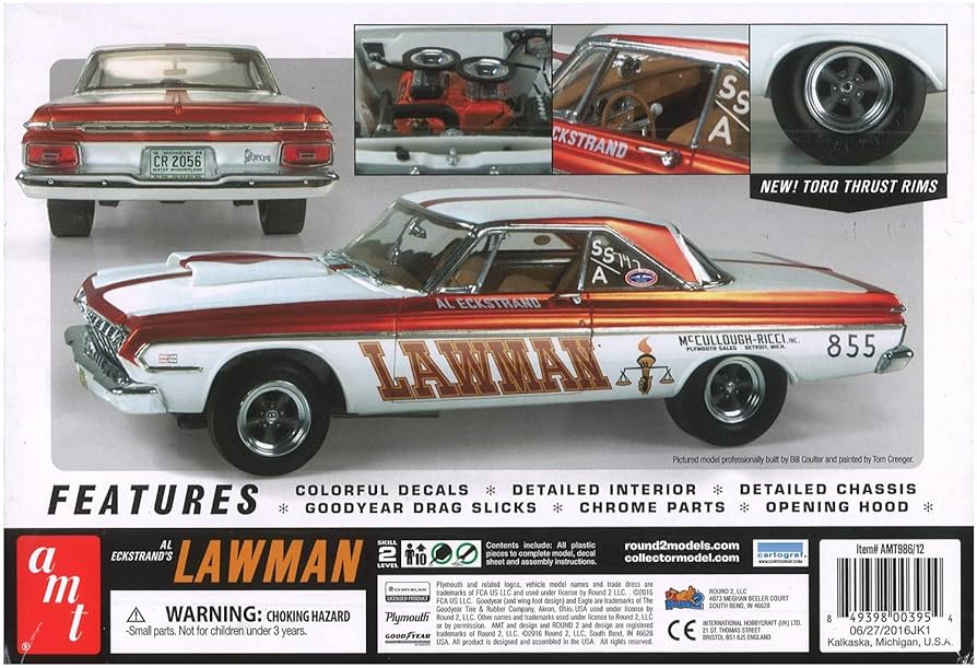 プラッツ AMT986 1/25 1964 プリムス ベルベディア ロウマン スーパーストック 2zzhgl6 Amazon.com: AMT 986 LAWMAN Racing 1964 Plymouth Belvedere