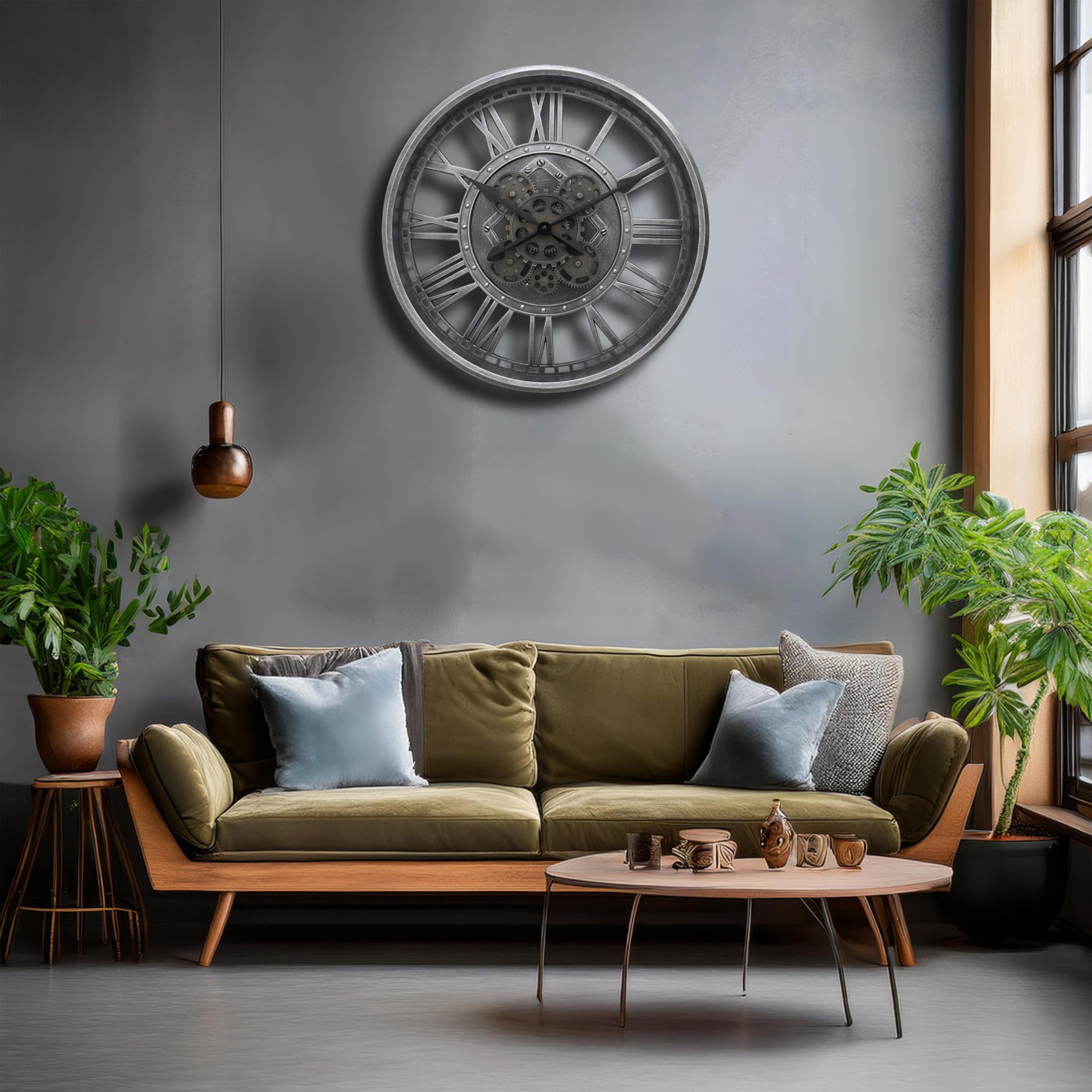 techno line WT1585 - Reloj de Pared Industrial rústico XXL, 50,5 cm