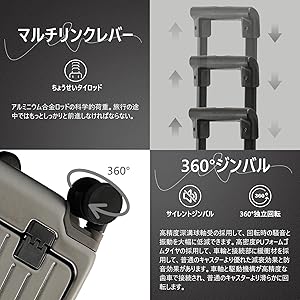 訳アリ[GGQAAA] スーツケース キャリーケース MサイズUSB 黒 アルミ Amazon.co.jp: [GGQAAA] スーツケース キャリーケース トップ