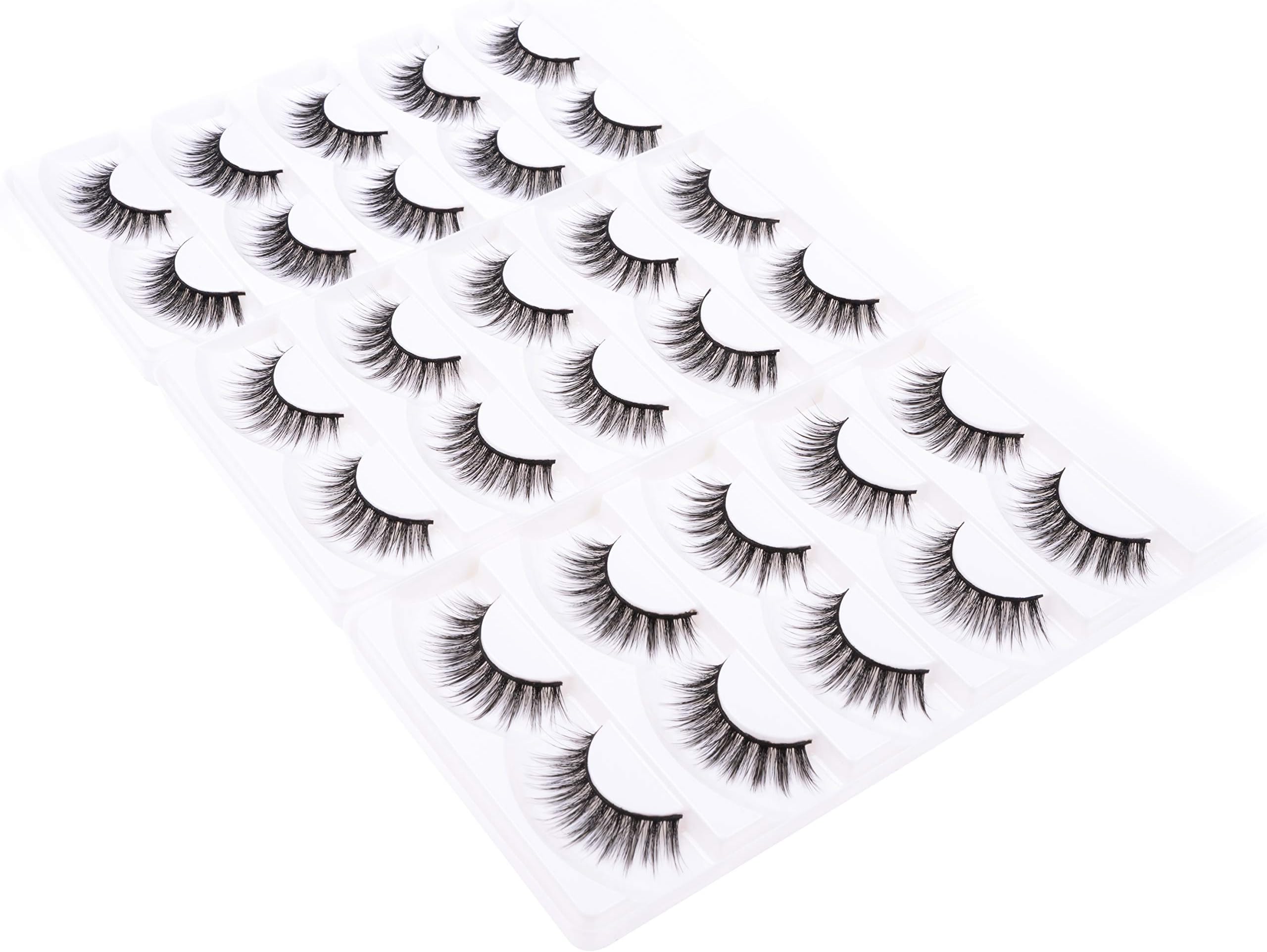 Wleec Beauty 15 Pairs 3D Faux Mink False Lashes Handmade Natural Eyelash Pack #3D/FM66