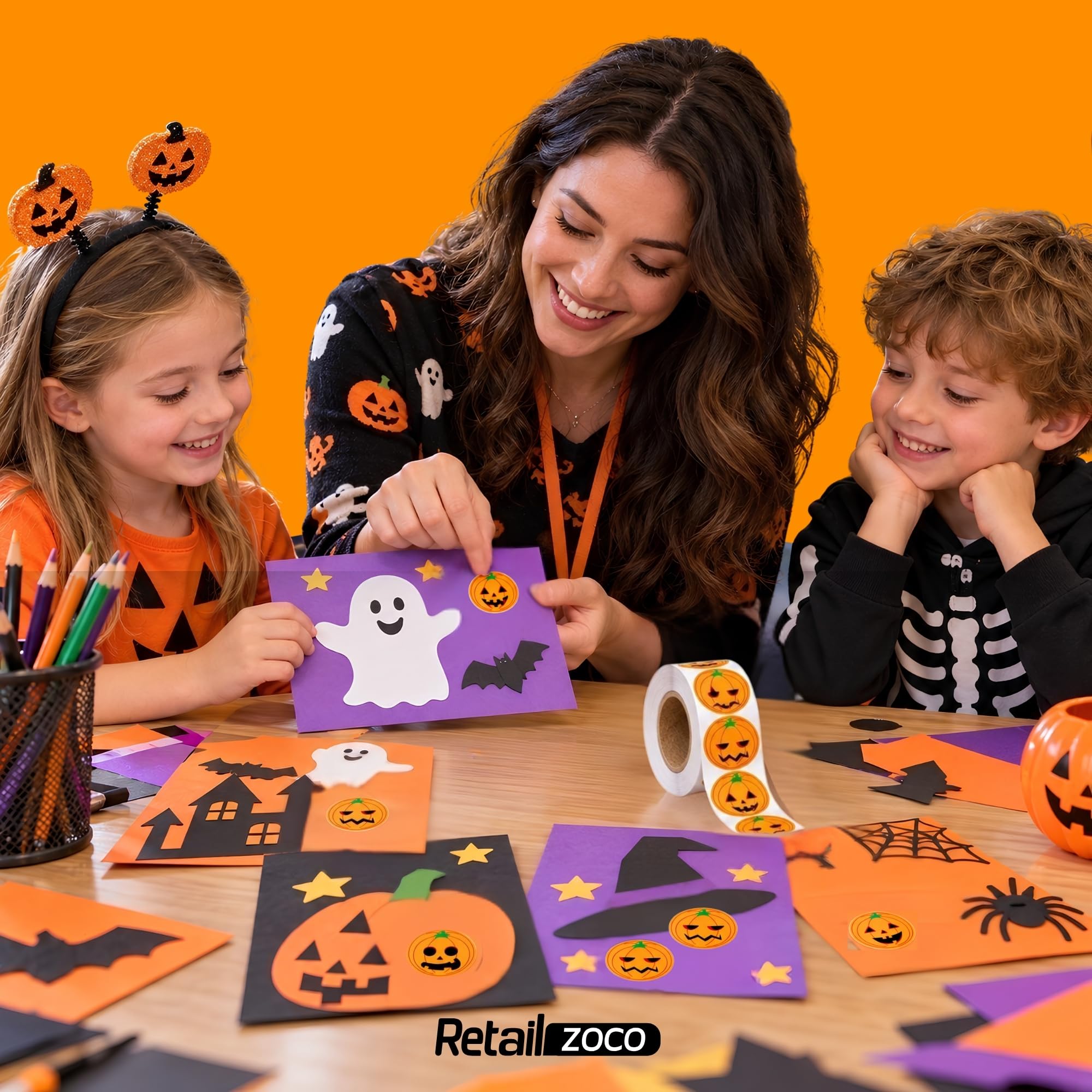 Rollo Pegatinas Emojis Halloween para niños, Halloween stickers, 3 Unidades - imagen 5