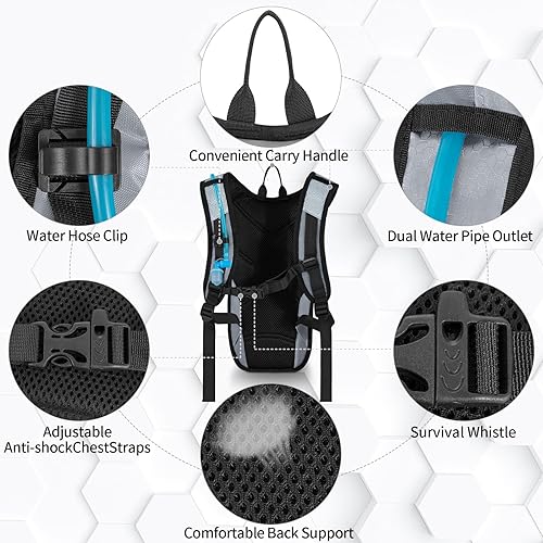 Miniatura 6 de Hydration Backpack with 2L Water Bladder, Lightweight Hydro Pack for Cycling, Running, Hiking, Climbing