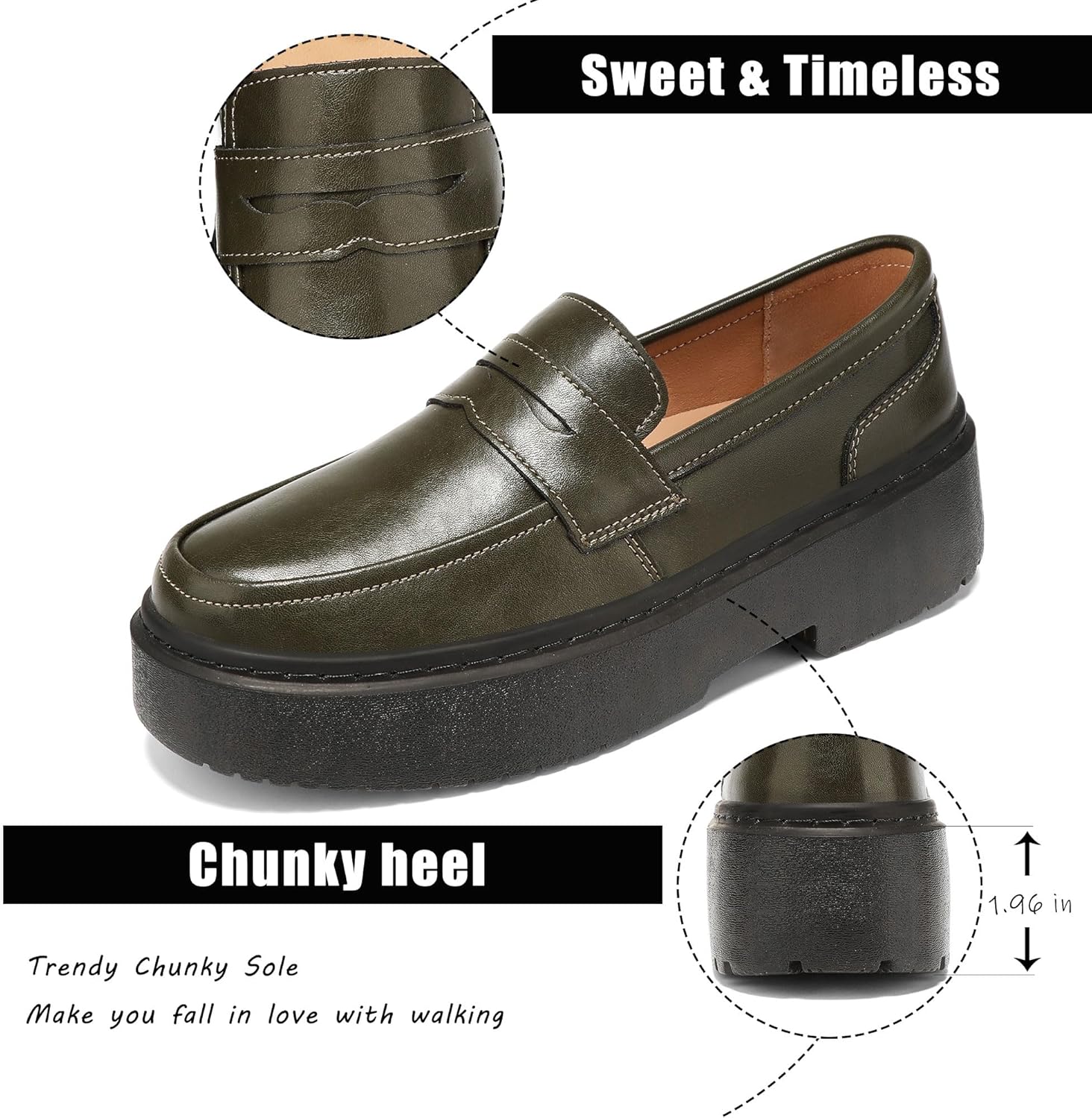 BEAUSEEN Women's Platform Chunky Penny Loafers Comfortable Lug Sole Slip-On Business Work Casual Dressy Shoes - Image 5