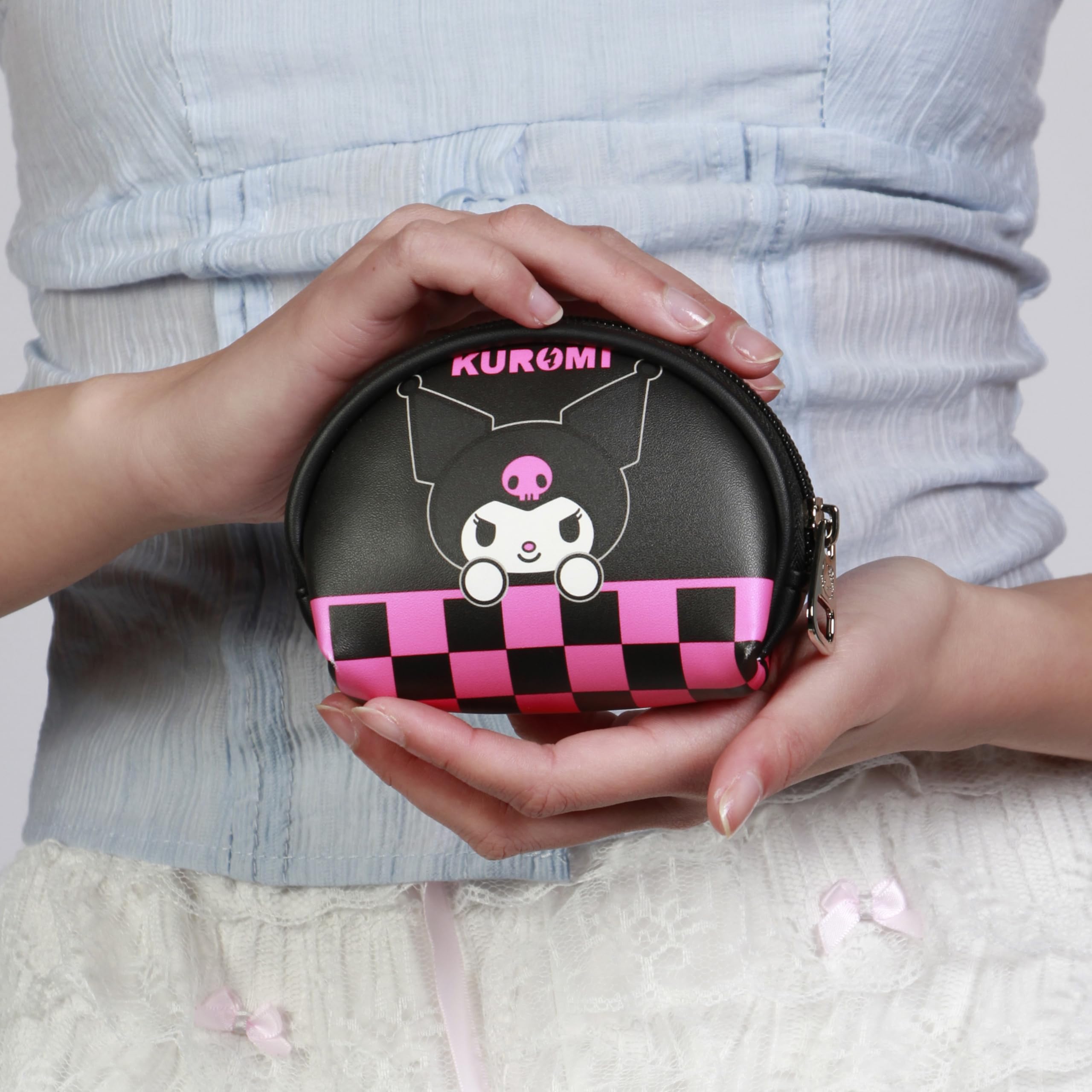 Sanrio Kuromi Szachy Casual Owalna portmonetka na monety, wielokolorowa, 12 x 9 cm, Wielokolorowy Kuromi, Jeden rozmiar, Zwykła owalna portmonetka