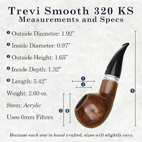 Miniatura 3 de Trevi Savinelli - Pipa de tabaco  Tubo de tallo recto de madera de brezo mediterráneo, pipa de tabaco hecha a mano, pipa de tabaco ligera y pequeña,