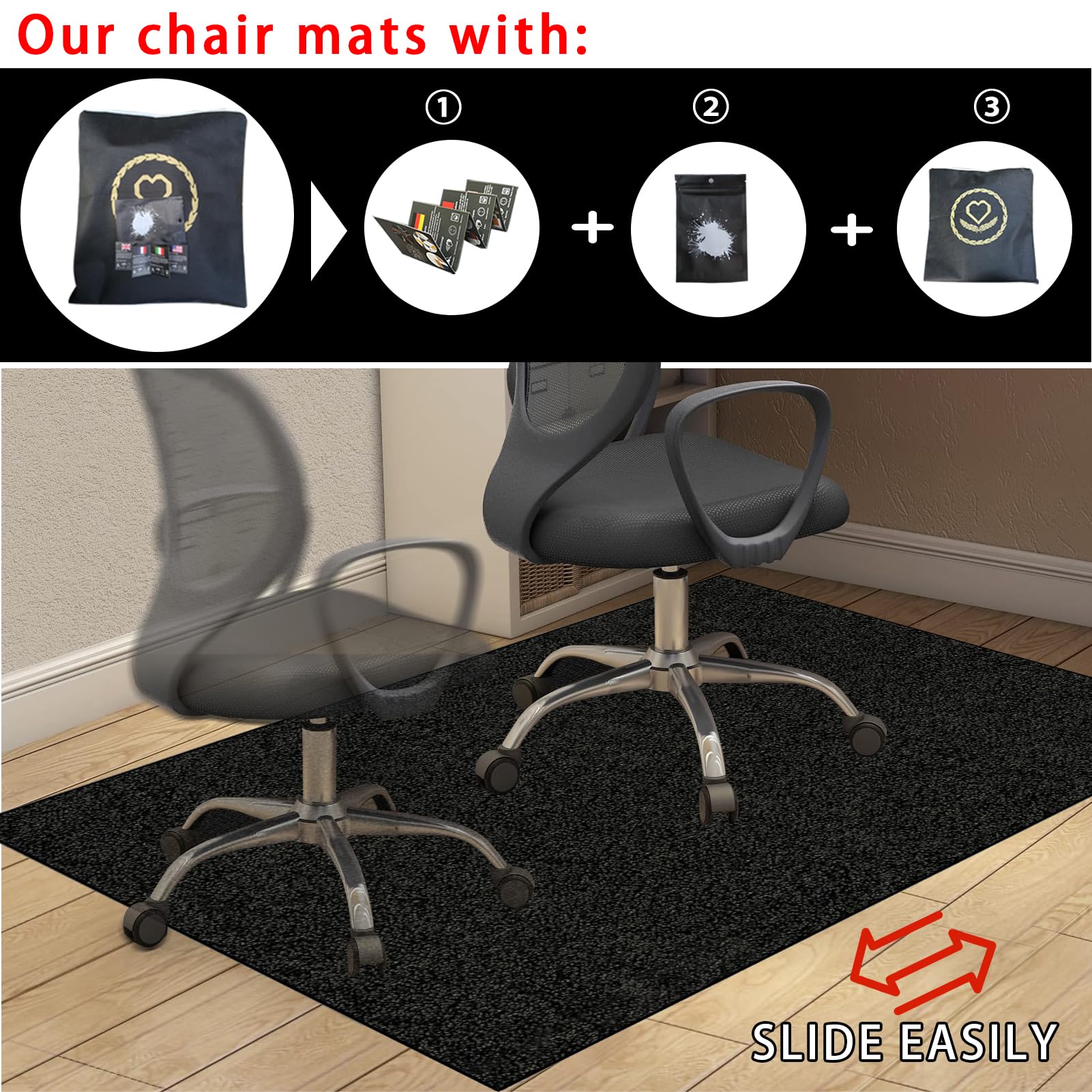 Tapis protège Sol, Gaming Tapis de Chaise pour Les Chaises de Jeu ou de Bureau, 120 x 140 cm Tapis antidérapant sous Chaise de Bureau, Protège Les Sols, Planchers, Parquets, pour Gaming et Le Travail