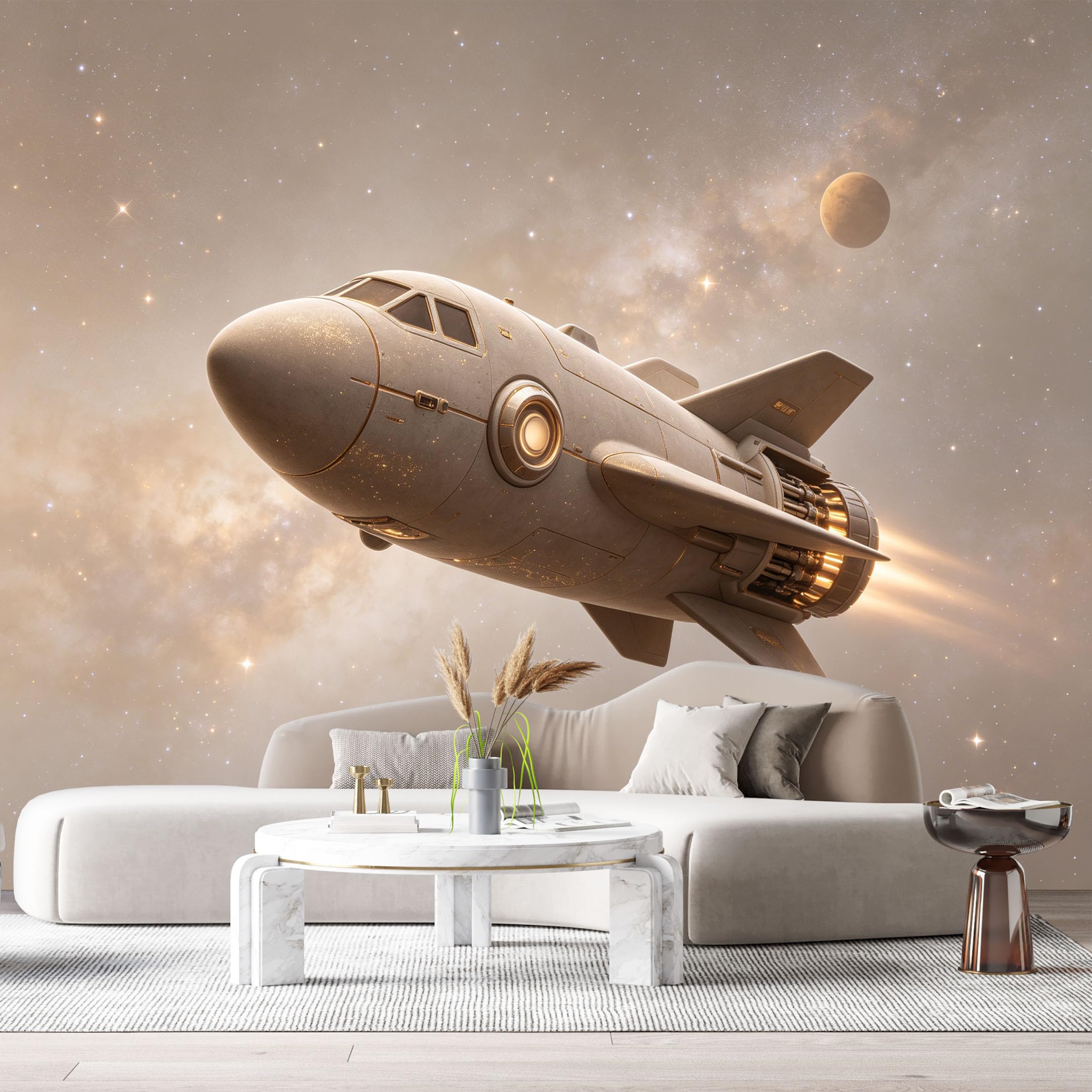 Custom Size Wall Mural Futuristic Spaceship Science Fiction Spaceflight Galaxy Explorer SelfAdhesive Art Prints Removable Large Wallpaper Esports Room Game Room Tenant Room Studio