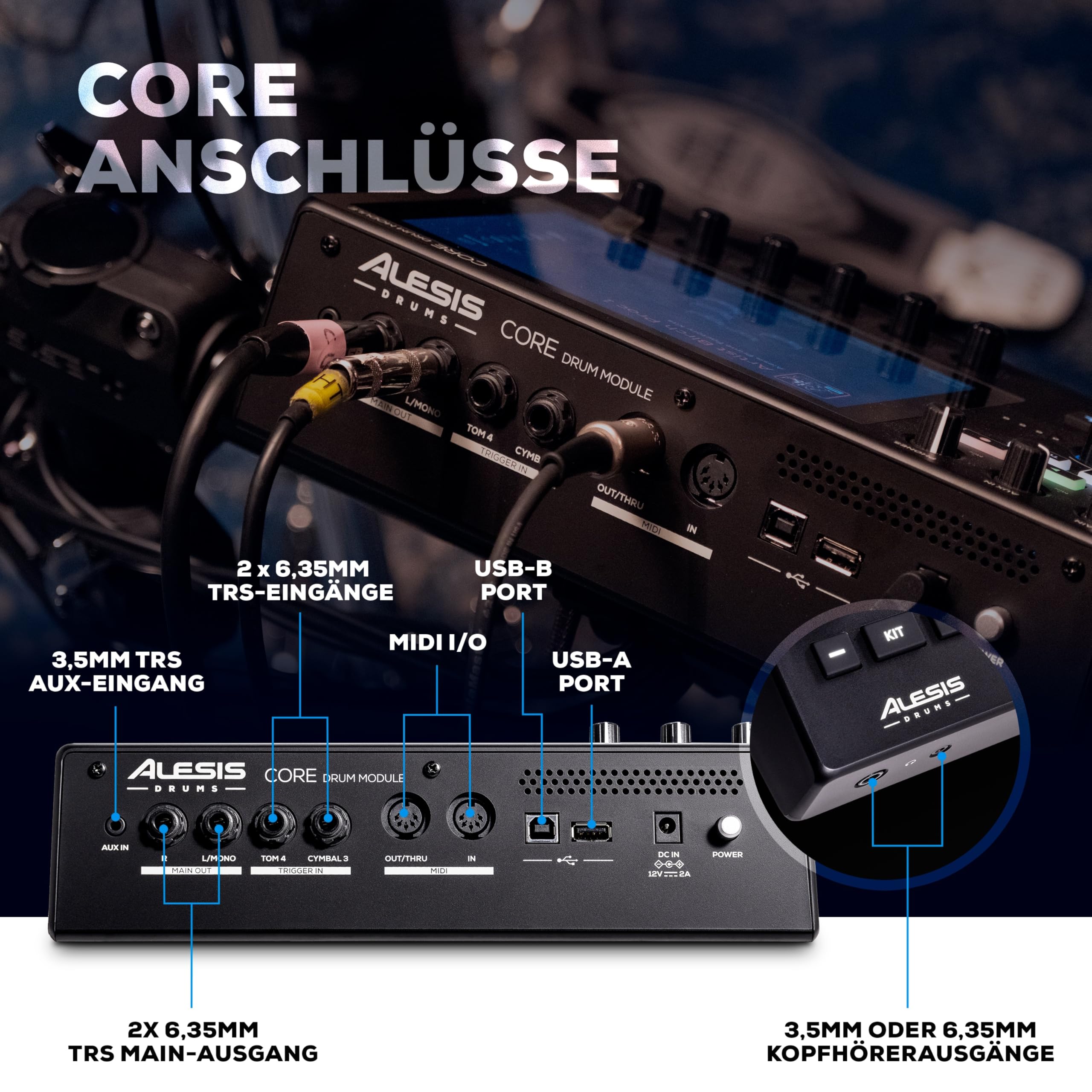 Alesis Strata Core und Strike Amp 12 MK2 - E Schlagzeug mit Triple Zone Becken, Active Magnetic Hi-Hat und 12 Zoll 2500W Drum Amp Lautsprecher für elektronisch Schlagzeug, mit Bluetooth