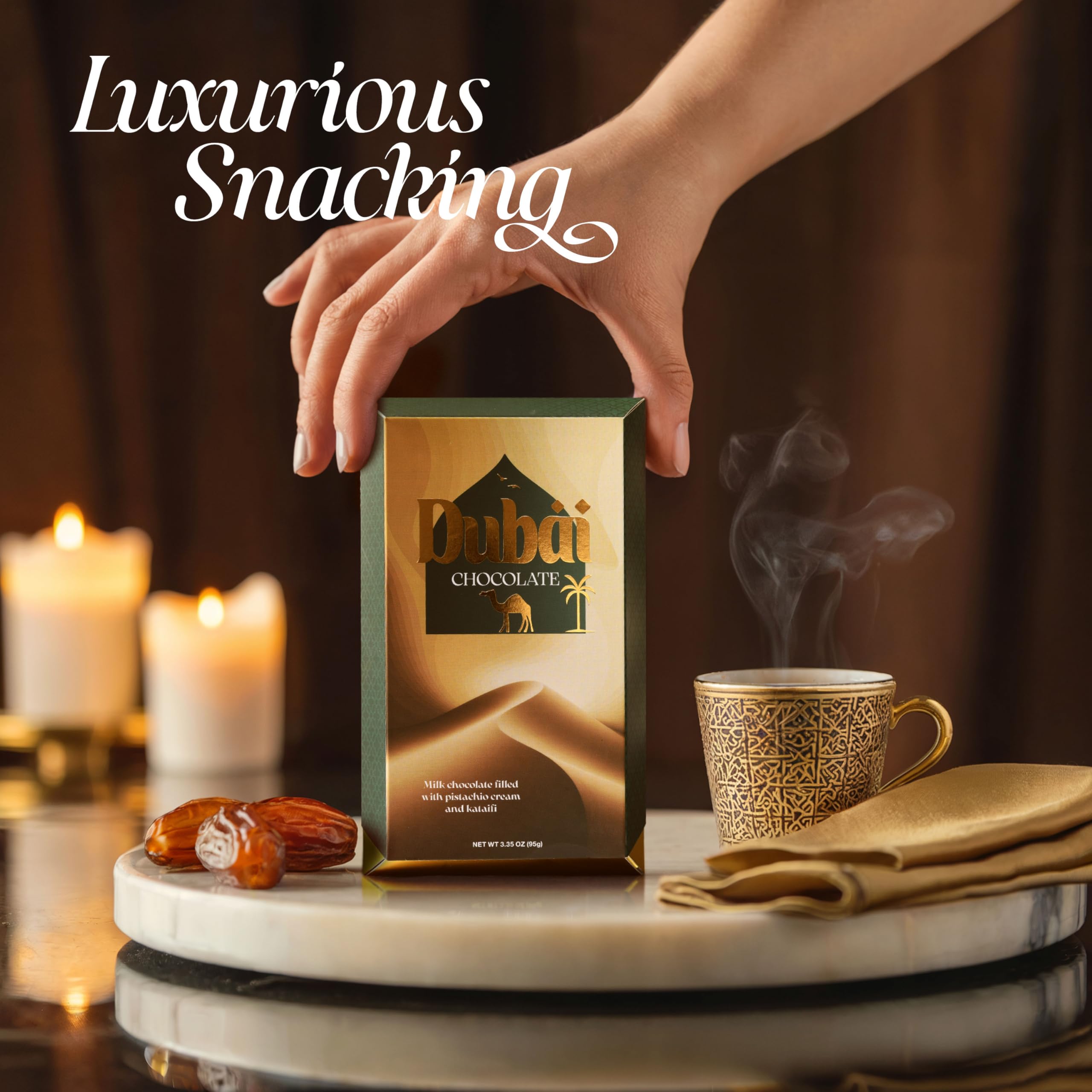 Dubai Chocolate Bar Pistachio Deluxe – 3.35 oz Milk Chocolate Bar with Pistachio & Kataifi Filling – Inspired by Dubai’s Iconic Knafeh Dessert – Gourmet Middle Eastern Treat