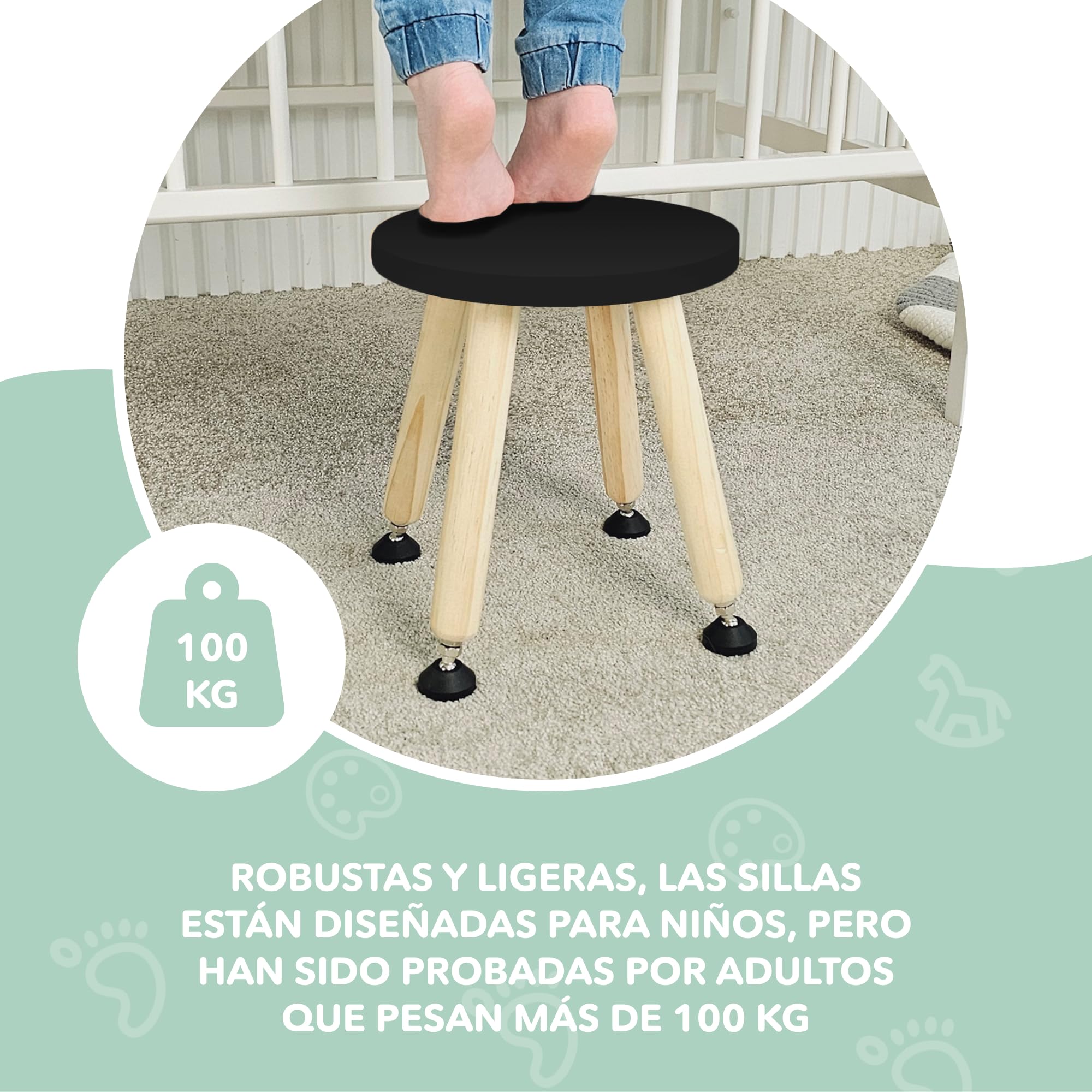 Cateam Montessori Taburete de madera - Silla ajustable para niños pequeños con pies antideslizantes - Taburete para niños sentados y de pie para baño, cocina y sala de juegos - Juego de 2 unidades