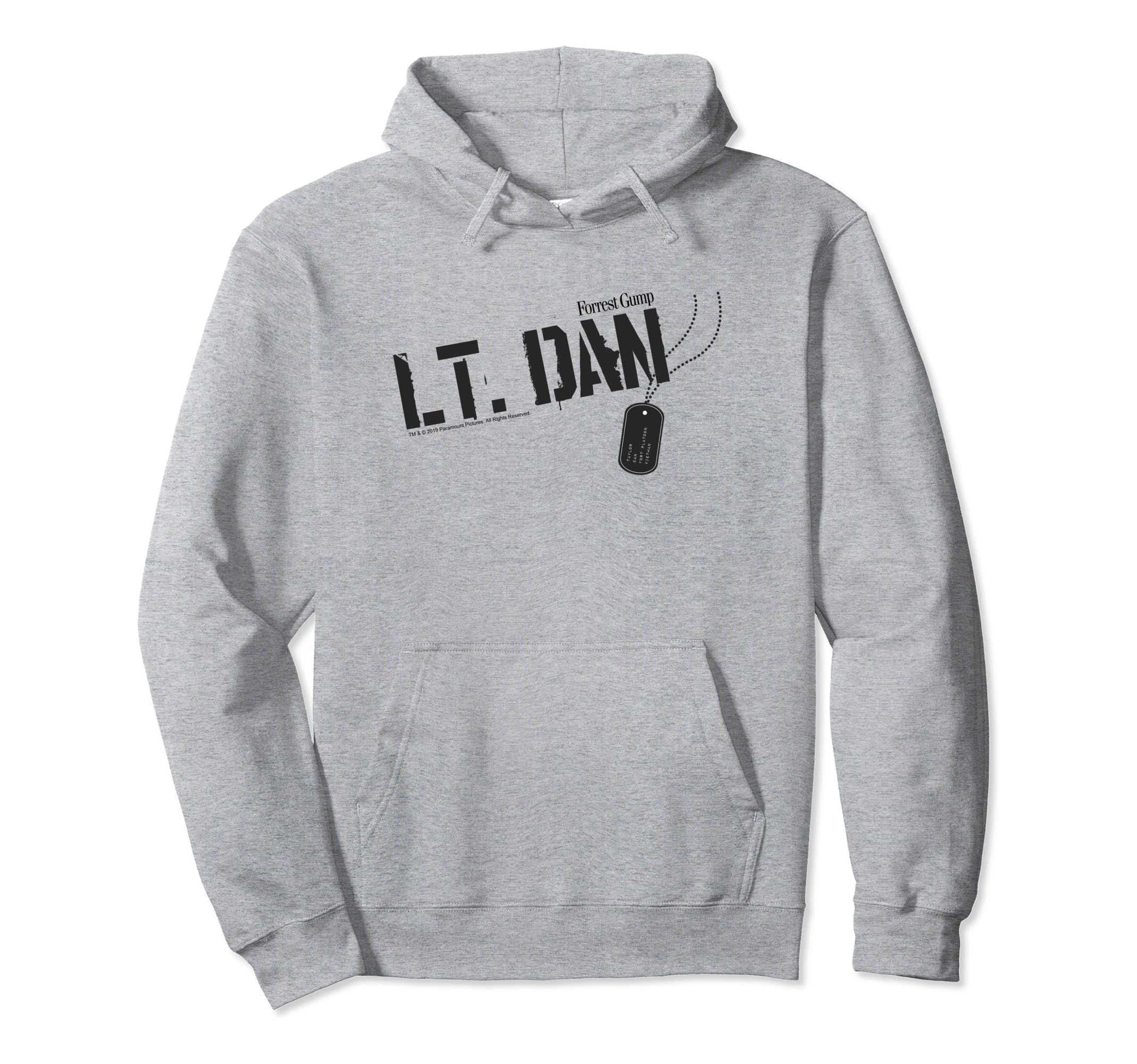 Forrest Gump Lt. Dan Dog Tag Pullover Hoodie, Grey