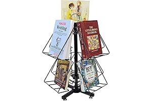 FixtureDisplays® 6.54"W x 7.5"H CD/DVD/Book Spinner Display Rack with 8 Pockets for...