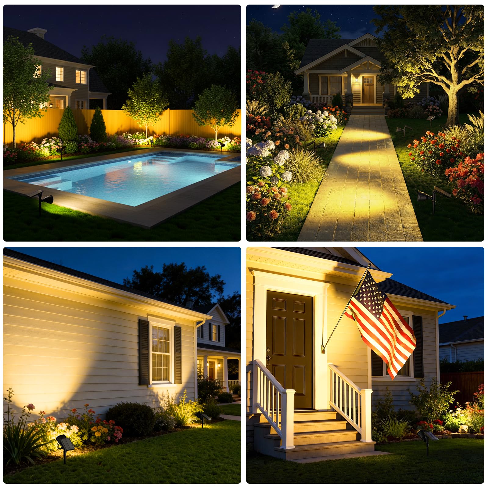 JSOT 150 Lumen Bright Solar Outdoor Lights,4 Pack Solar Pathway Lights Waterproof Landscape Lighting Path Light For Garden Decor Walkway Yard Driveway Holiday Decorative Lamp