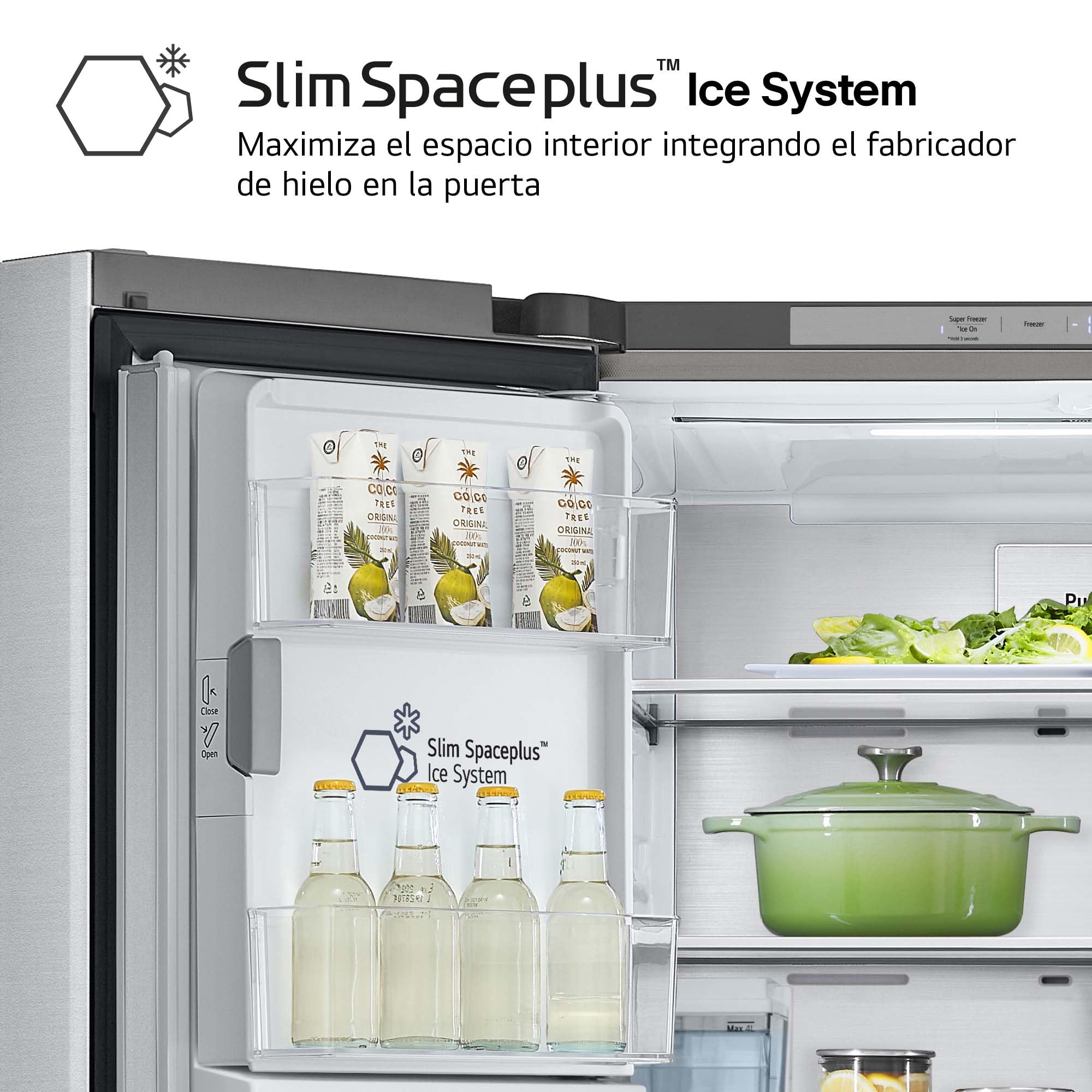LG GMG861MBAE - Frigorífico American Combi InstaView, Clasificación E, 508 L, Door Cooling, Linear Cooling, UVNano, 1,80 m, Acero texturizado antihuellas
