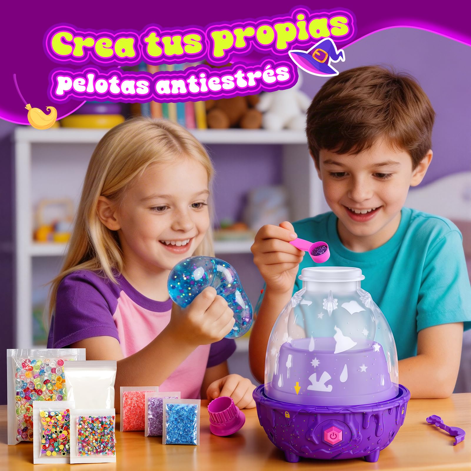 Kit de squishy para niños, Fábrica de squishies autoinflable, Incluye 8 pelotas y accesorios para hacer squishies antiestrés, Juguete sensorial creativo, Regalo para niños 6 7 8 años