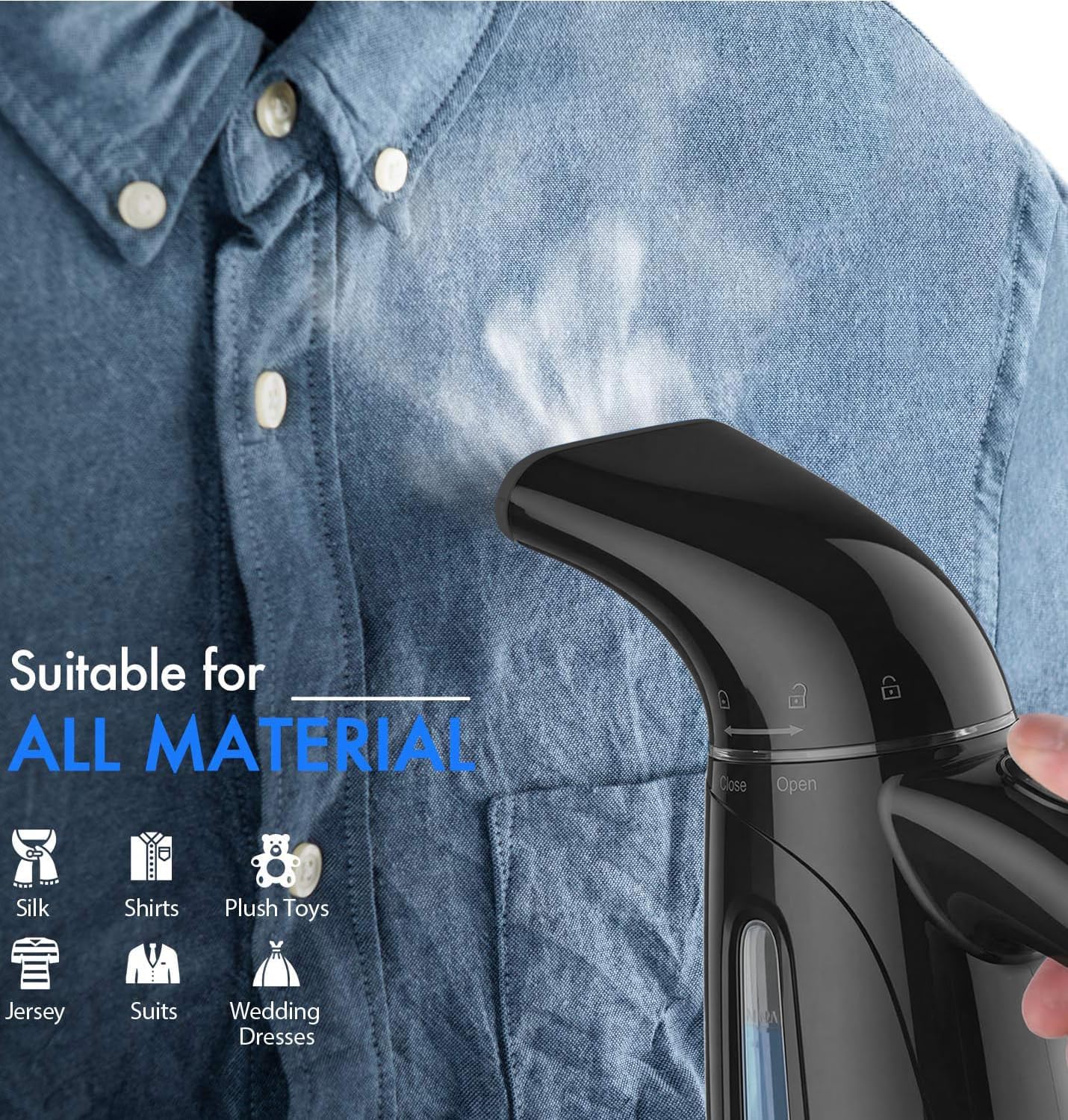 OGHom Steamer for Clothes, Handheld Clothing Steamer for Garment, 240ml Big Capacity 700W Portable Travel Steam Iron (Midnight Grey)