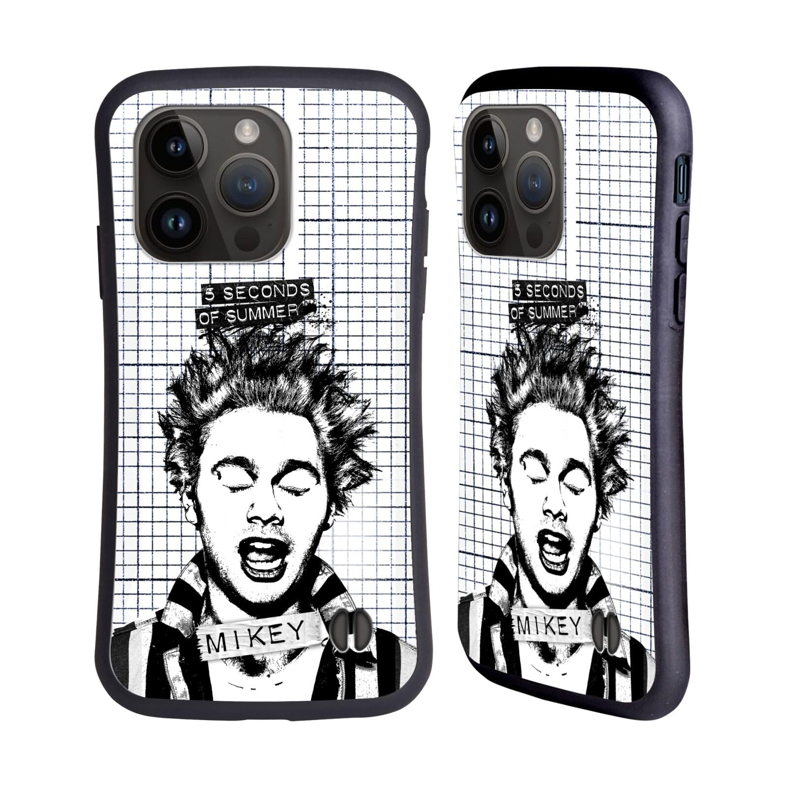 Head Case Designs Officially Licensed 5 Seconds of Summer Grained Mikey Solos Hybrid Case Compatible with Apple iPhone 15 Pro