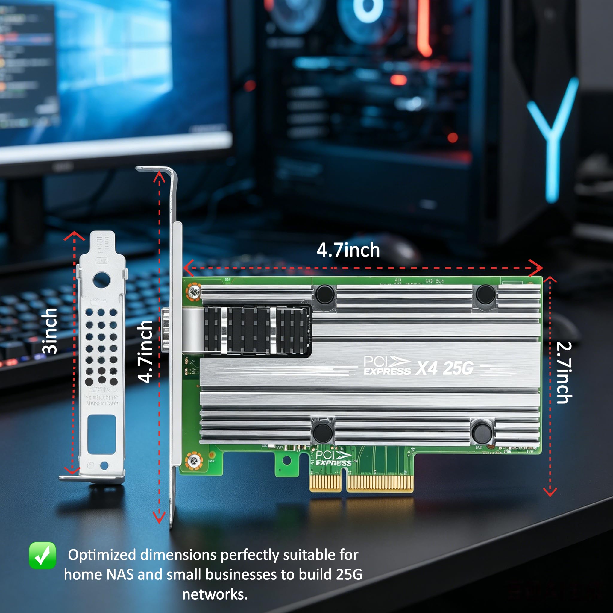25Gb Ethernet server Adattatore per Mellanox ConnectX4, PCIe 3.0 X4, 1 porte 1*SFP28, RDMA, 25/10/1 Gbps, 25 Gigabit NIC Supporto Windows Server/Windows/Ubuntu/Linux