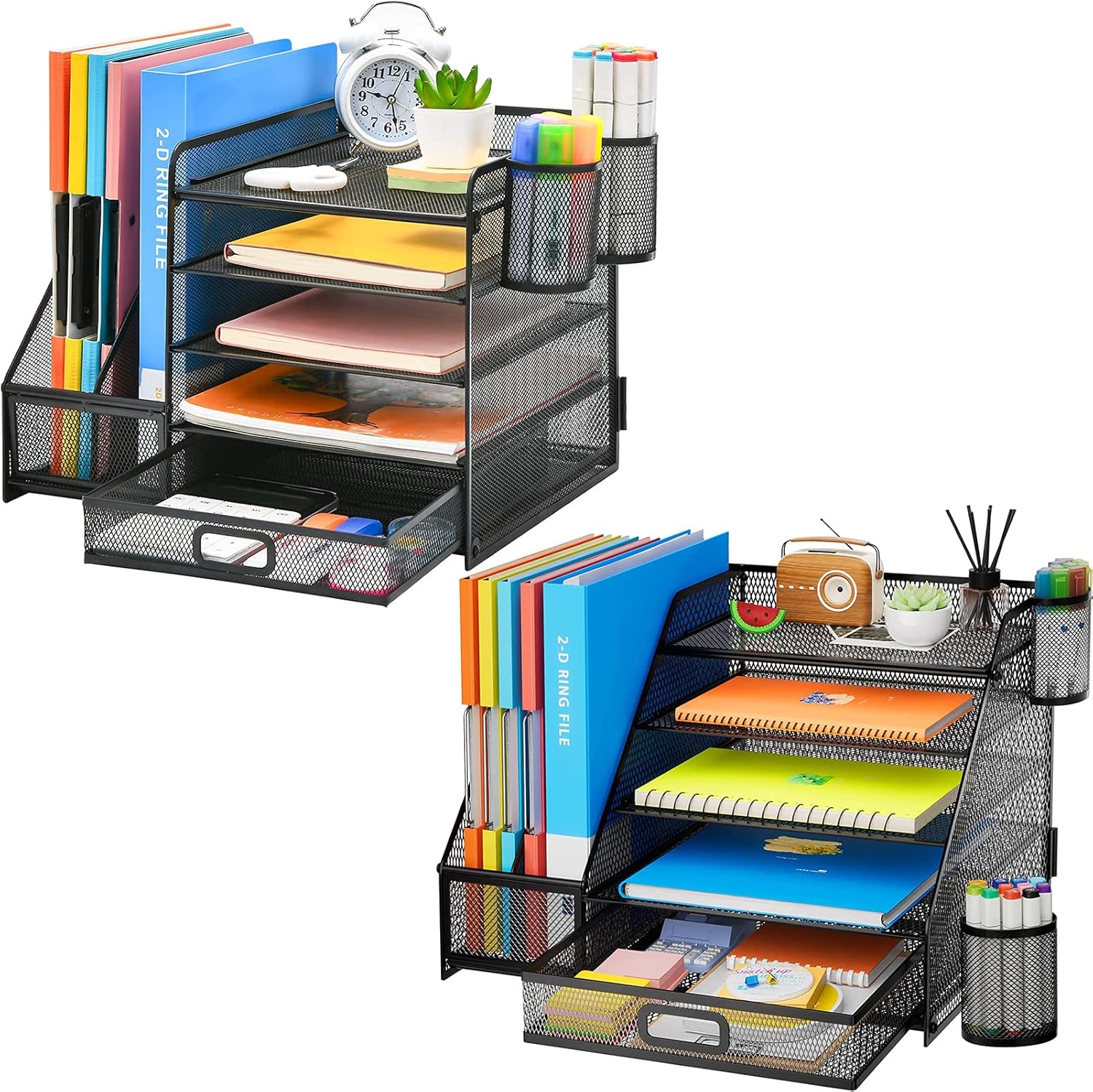 Marbrasse Desk Organizer with File Holder + 5Tier Paper