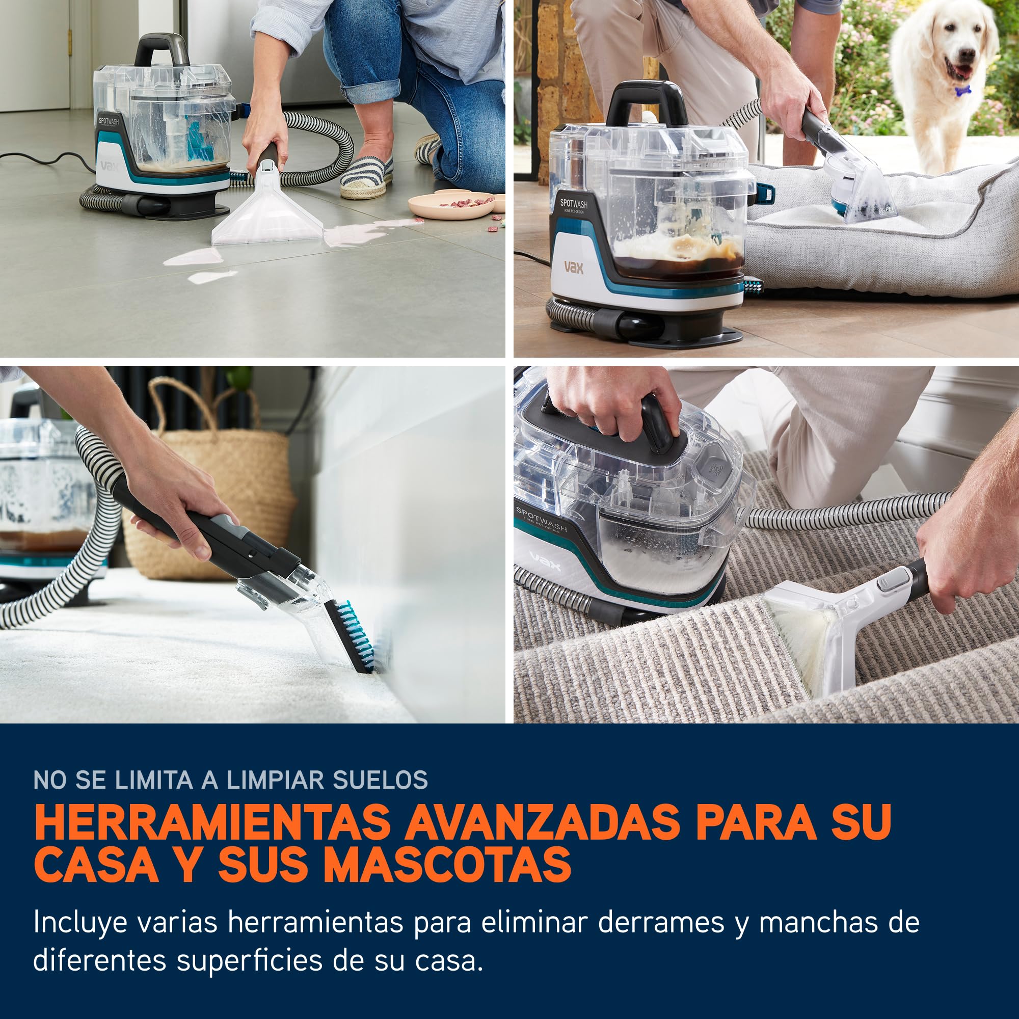 Vax SpotWash Home Duo Diseño para Mascotas Quitamanchas, para Alfombras, Tapicerías, Sofás, Coches, Limpieza de Mascotas de Alto Rendimiento, Secado Rápido, Tanque Mediano