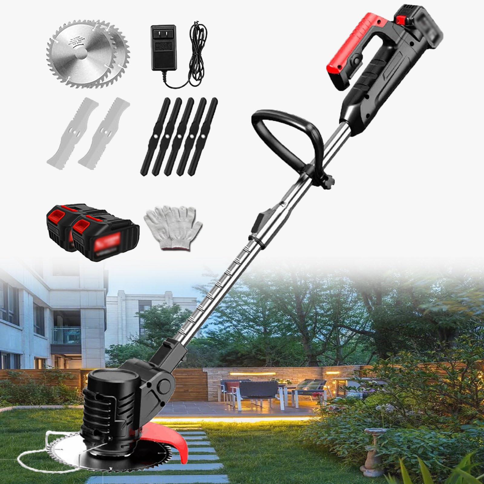 Cortacésped eléctrico de Campo para el hogar, cortacésped Recargable portátil pequeño para Exteriores, poda de jardín Multifuncional, 24V/2.0Ah