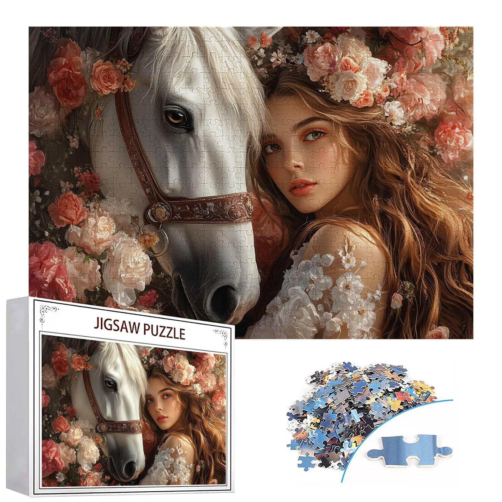 Puzzle 4000 elementów koń puzzle dla dorosłych kobiet 141 x 87 cm unikalne rzemiosło klasyczne 3D drewniana układanka do rodzinnych gier aktywnych, układanka do samodzielnego wykonania nawet do