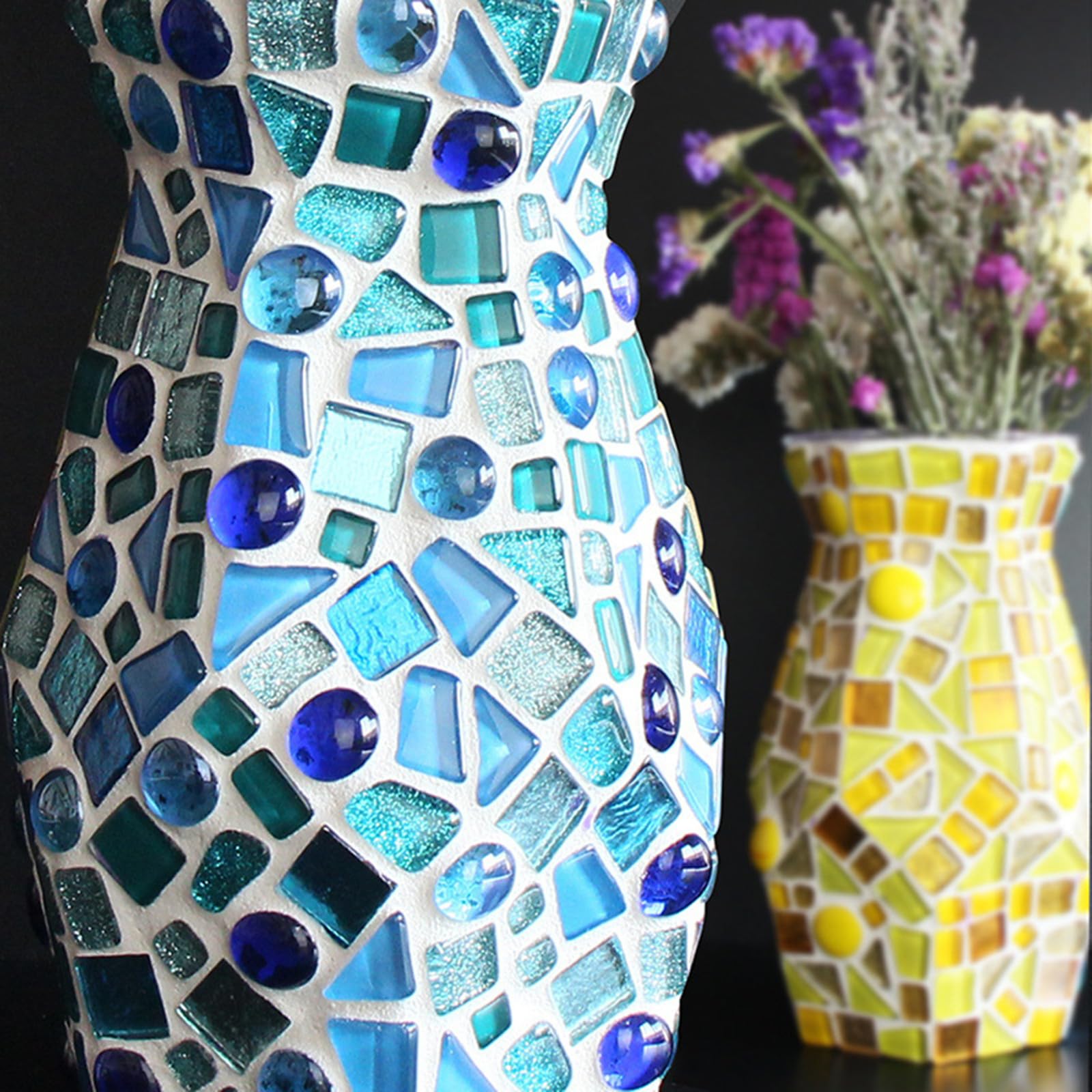 200g Tessere Mosaico Vetro Colorate - Forme Irregolari Per Artigianato, Decorazioni Casa, Nero E Bianco - Foto 8