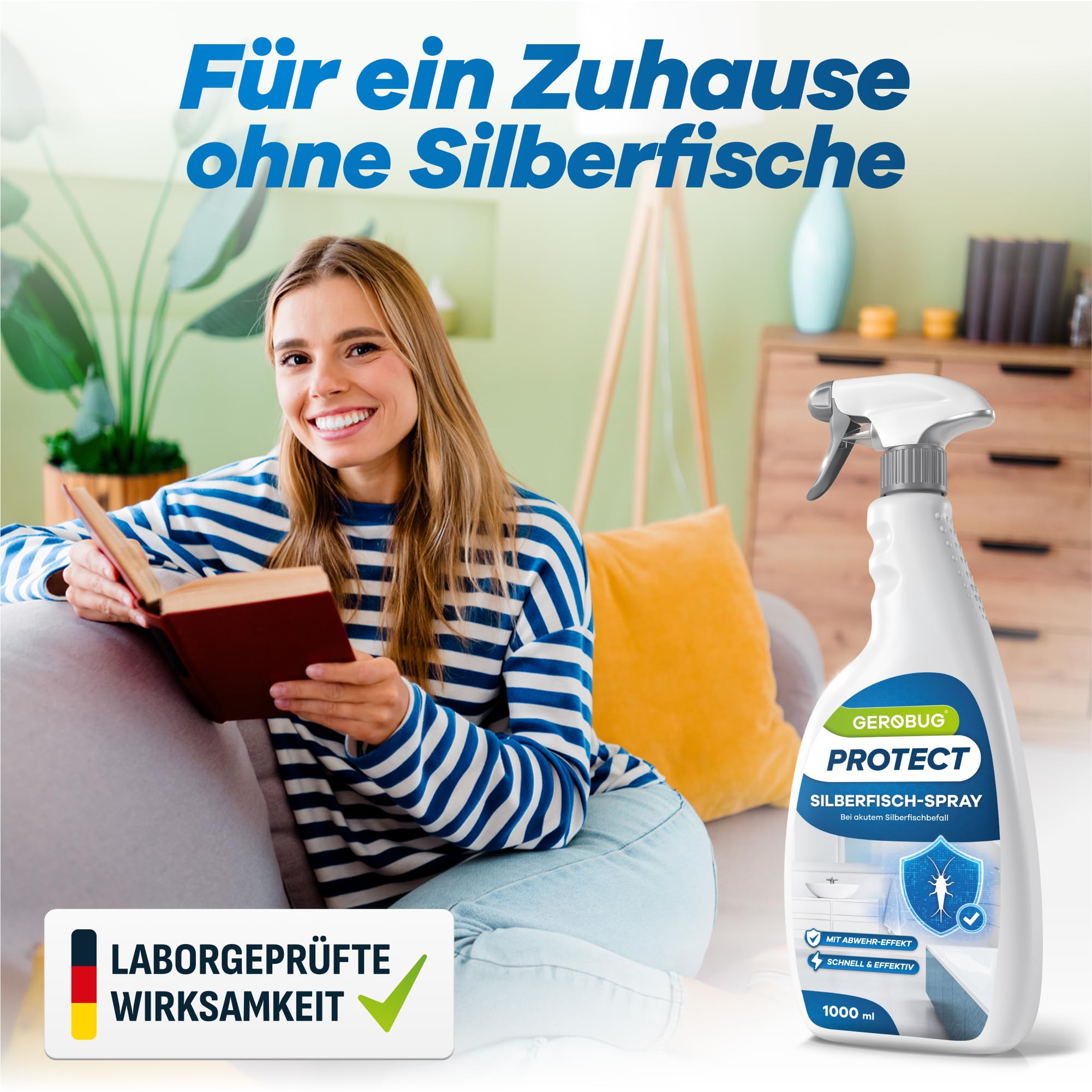 Silberfische-Spray mit Sofort-Effekt 1000 ml - Abwehr-Mittel gegen Silberfische & Papierfische, Alternative zu Silberfisch-Köderdose & Silberfischfalle, mit blumigen Zitrusduft