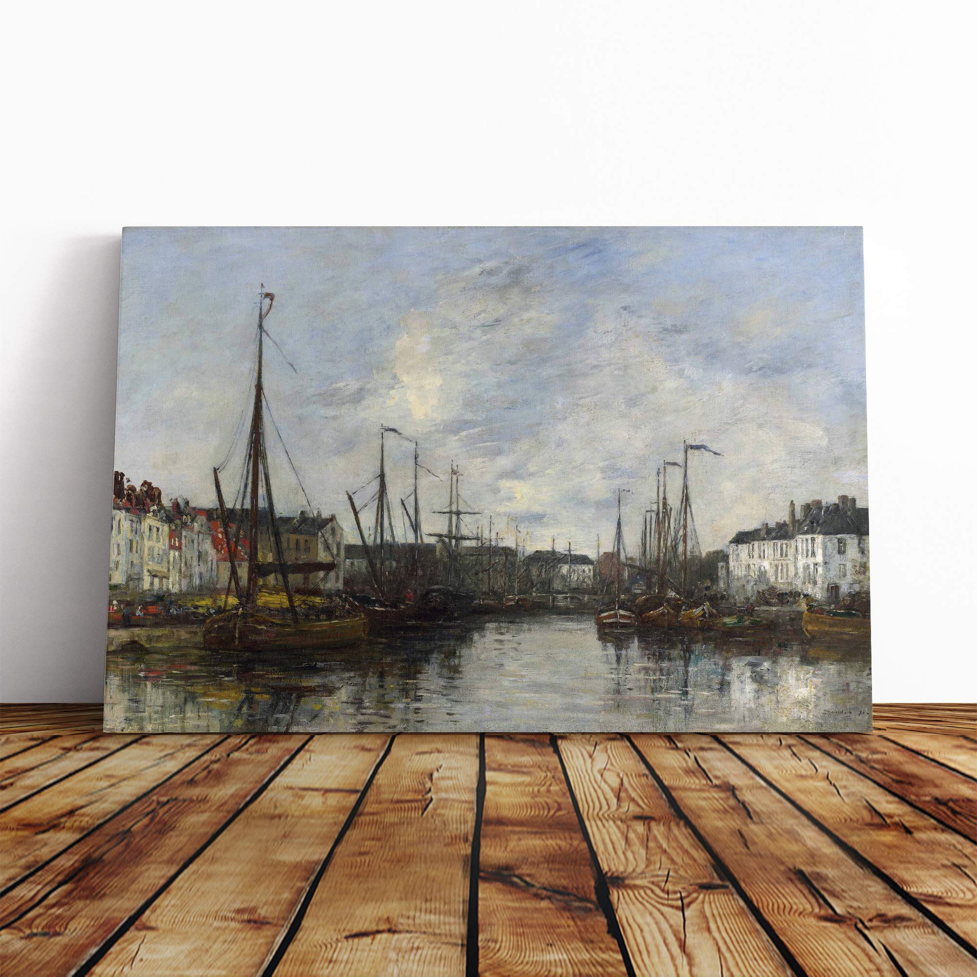 Eugene Boudin Brussels Harbour Canvas Print | Gallery Wrapped 30mm Frame Wall Art | 30x20 inches | Ready to Hang | Modern Seascape Picture | Living Room Bedroom Lounge Office