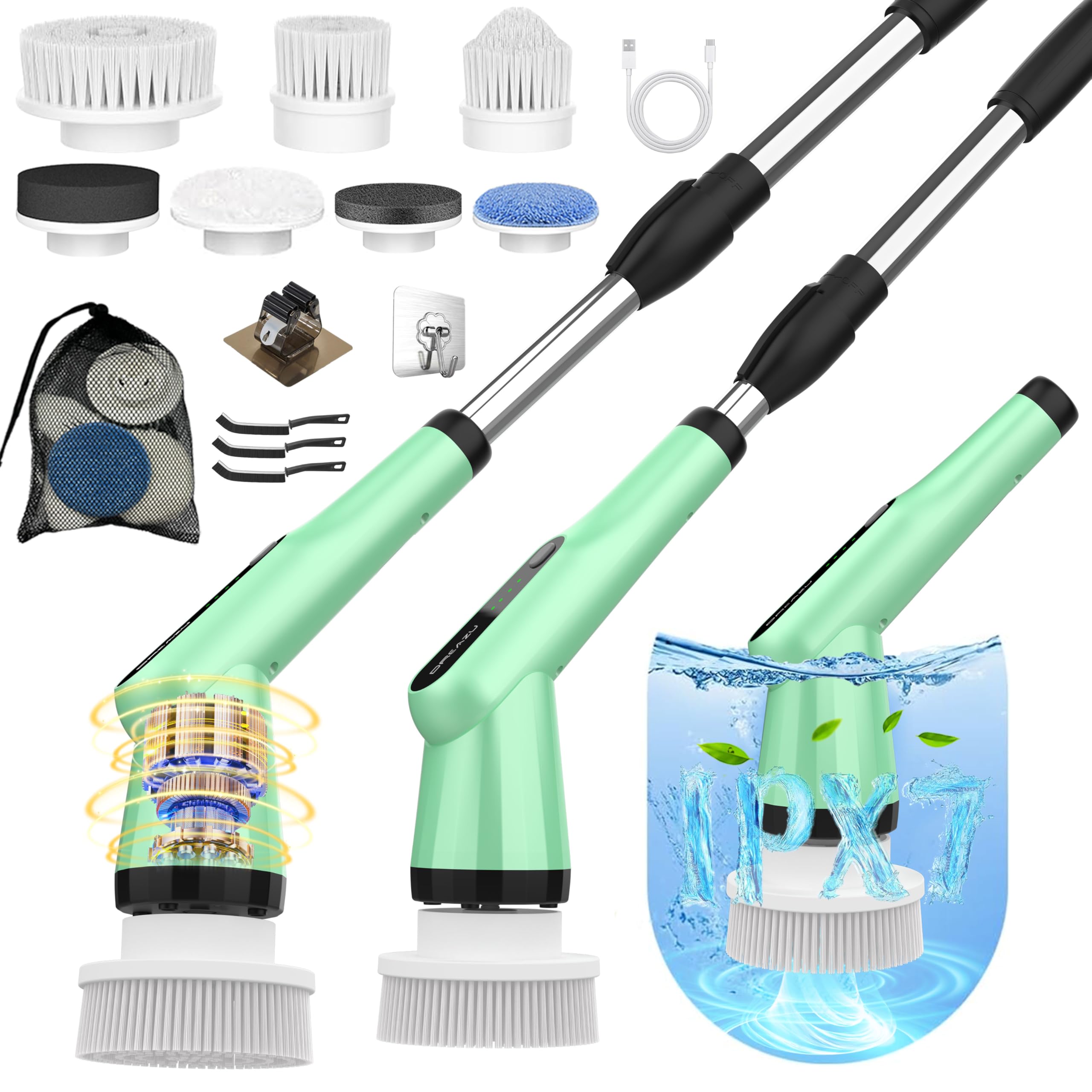 Dreazu Electric Spin Scrubber, Cordless Shower Cleaner Brush for Bathroom
