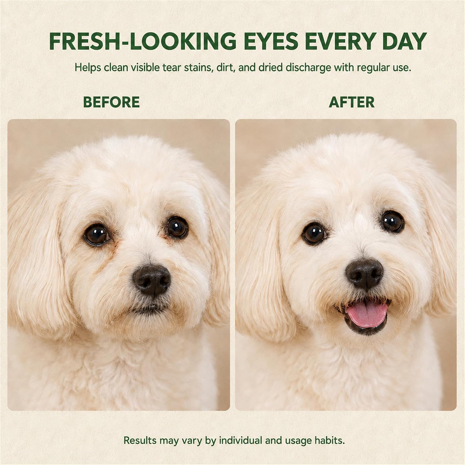 Pet Eye Wipes for Dogs & Cats, 100 Count Tear Stain Pads