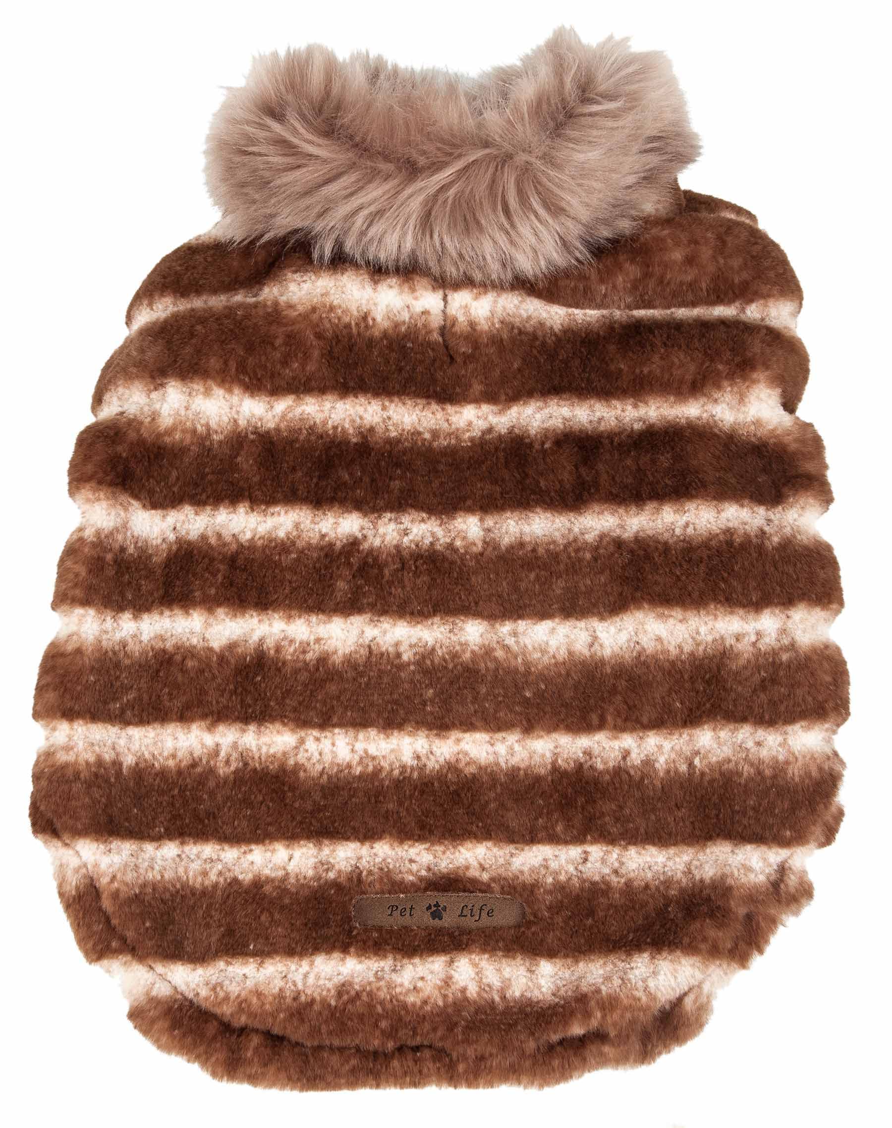 Pet Life Luxe Tira-Poochoo Tiramisù - Giacca per cani in visone, misura media, marrone