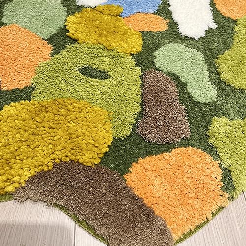 Miniatura 5 de UKELER Bonita alfombra de musgo para sala de estar, decoración del hogar, antideslizante, lavable, para dormitorio, baño, lavandería, sala de