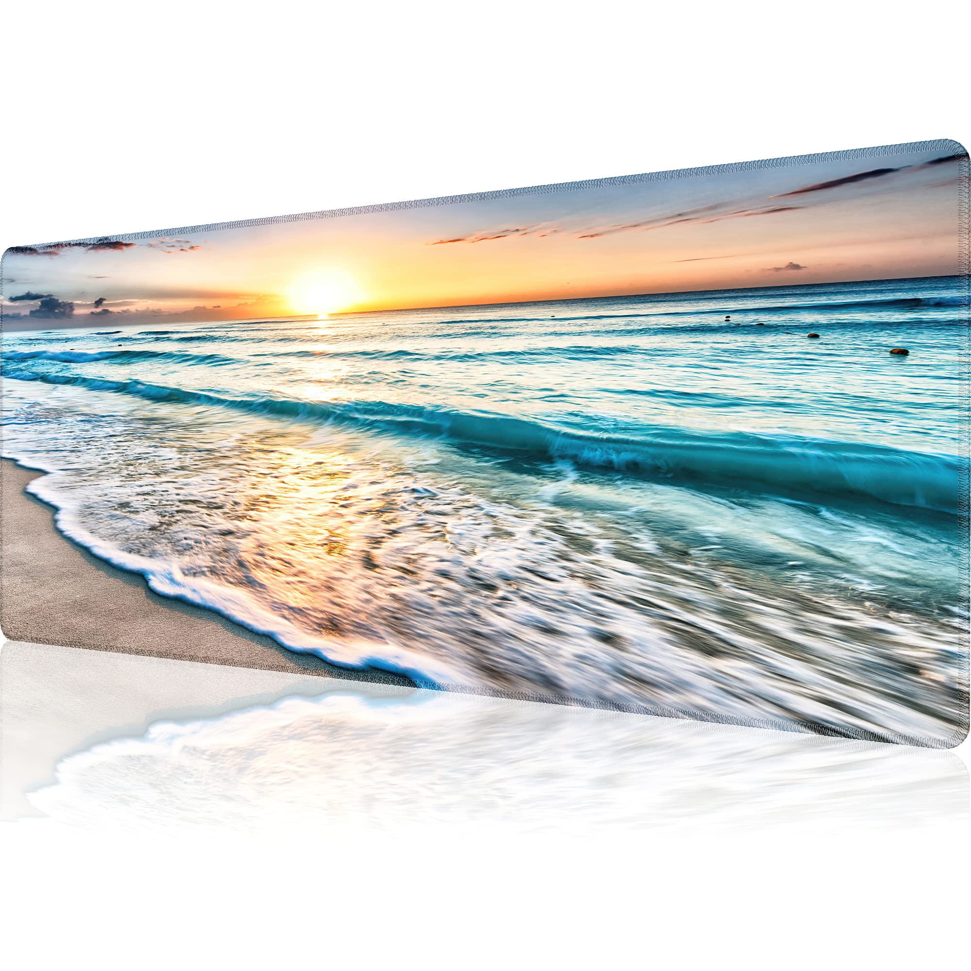 Large Mouse Pad Gaming Mousepad XL Sunrise Beach Wave Desk Mat Mouse Pad Long 31.5x11.8 in Extended Big Mousepad Waterproof Desk Pad with Non-Slip