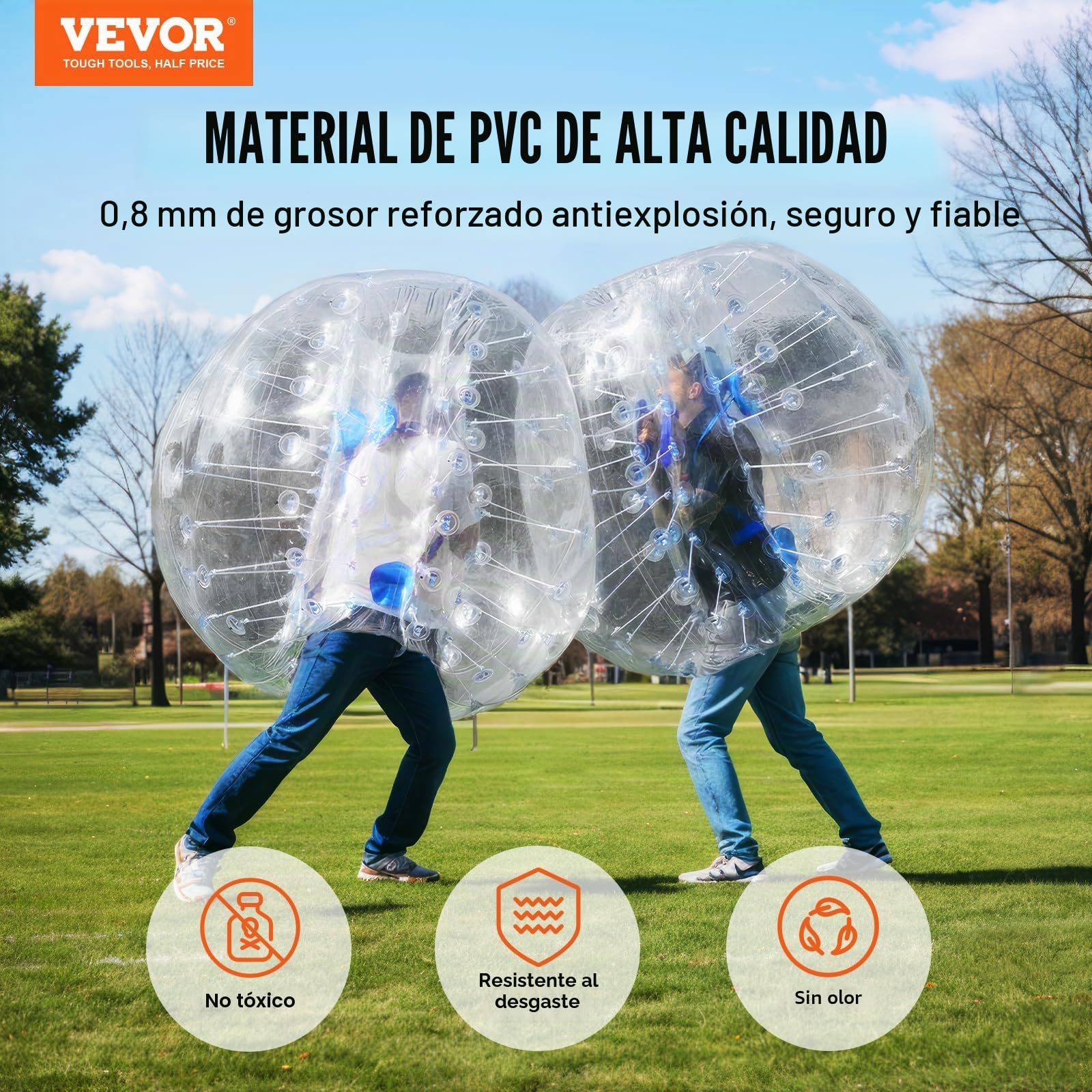 VEVOR Bolas inflables de parachoques, paquete de 2, bolas de sumo Zorb cuerpo de 1,2 m para adolescentes y adultos, bolas de burbujas de hámster humano de PVC de 0,8 mm de grosor para juegos de equipo