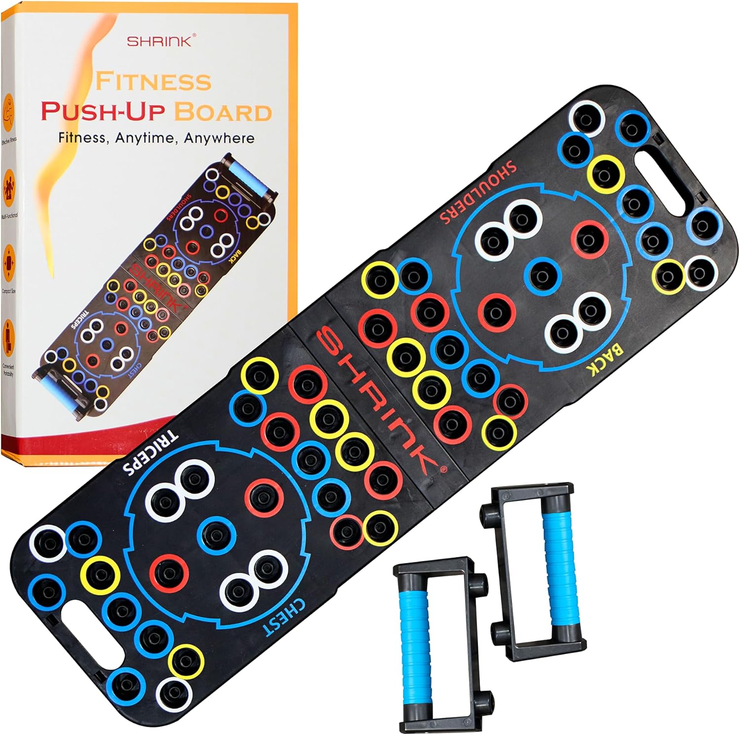 Shrink Push Up Board – Portable Gym Multi-Function Foldable Push Up Bar with Pull Up Bar Handles – Upper Body Workout Tool Fitness – Floor Exercise Equipment for Home Gym Workout for Men and Women