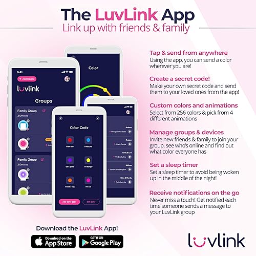 Miniatura 4 de LuvLink Amistad Lamp v2.0 (juego de tres)  Lámparas táctiles WiFi de larga distancia para parejas, amigos y familia  Mantente conectado desde