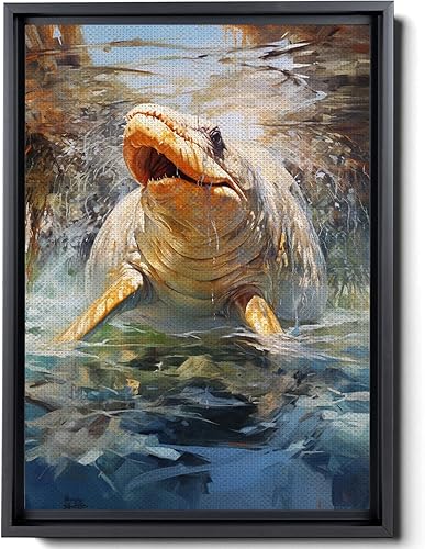 Nautical Print on Canvas for Wall Decor, Ocean Fish Manta Ray Canvas Wall Art, Beach Print for Wall Hang, Turquoise Coastal Pictures Wall Decor,