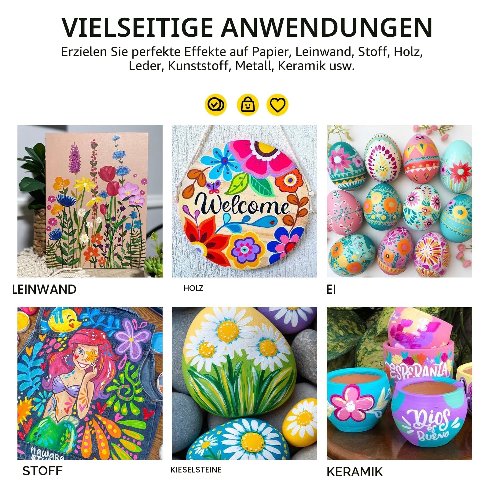 ABEIER Acrylfarben Set, 20 Farben (250 ml), ungiftige Acrylfarbe | mattes Finish, reichhaltige Pigmente, Farben zum Malen auf Leinwand Handwerk Holz Keramik, ideal für Anfänger und Studenten