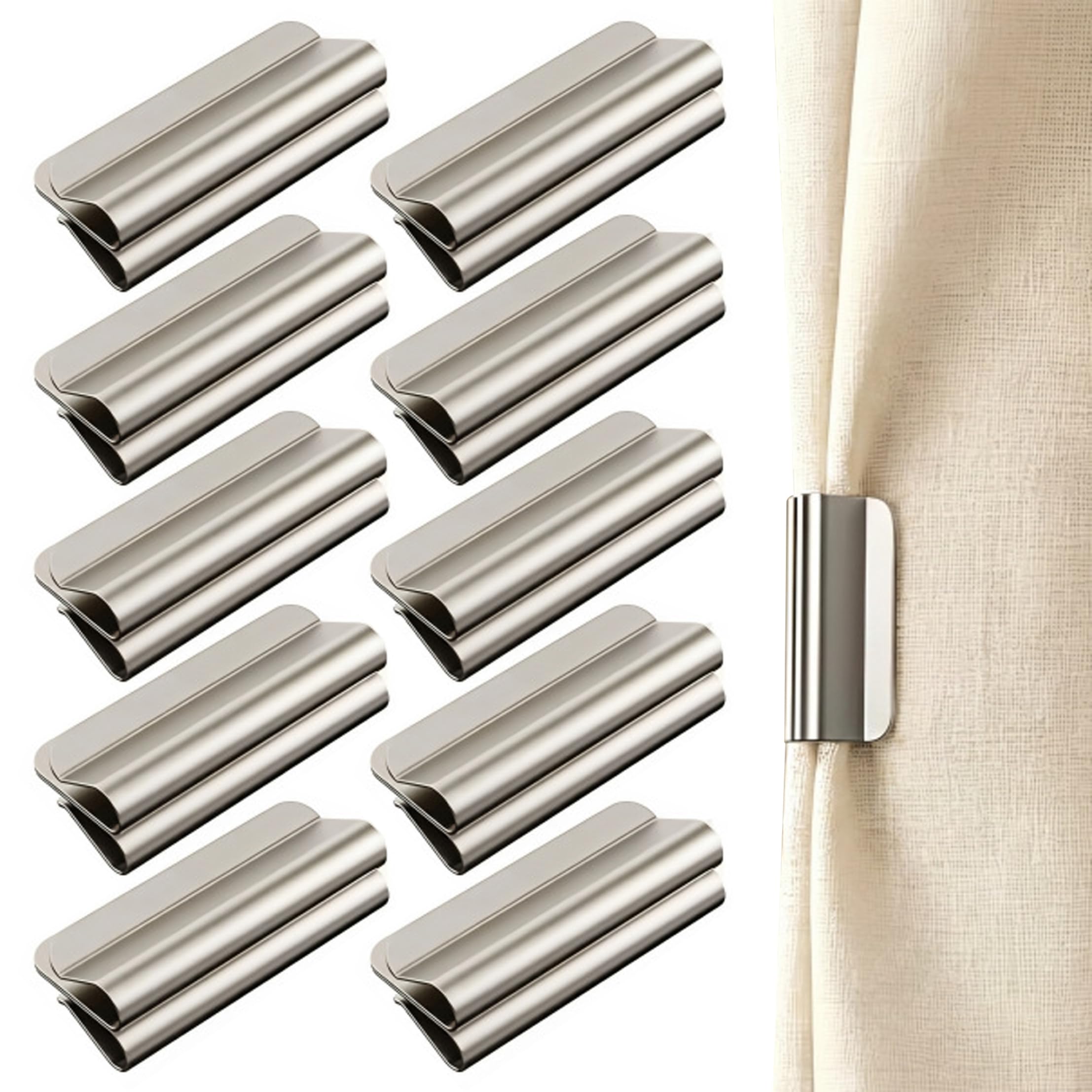 Neptuiby 10 Pairs Magnetic Curtain Clips, Removable Magnetic Curtain Closure - No-drill Installation, Strong Magnet for Gap Light Blocking