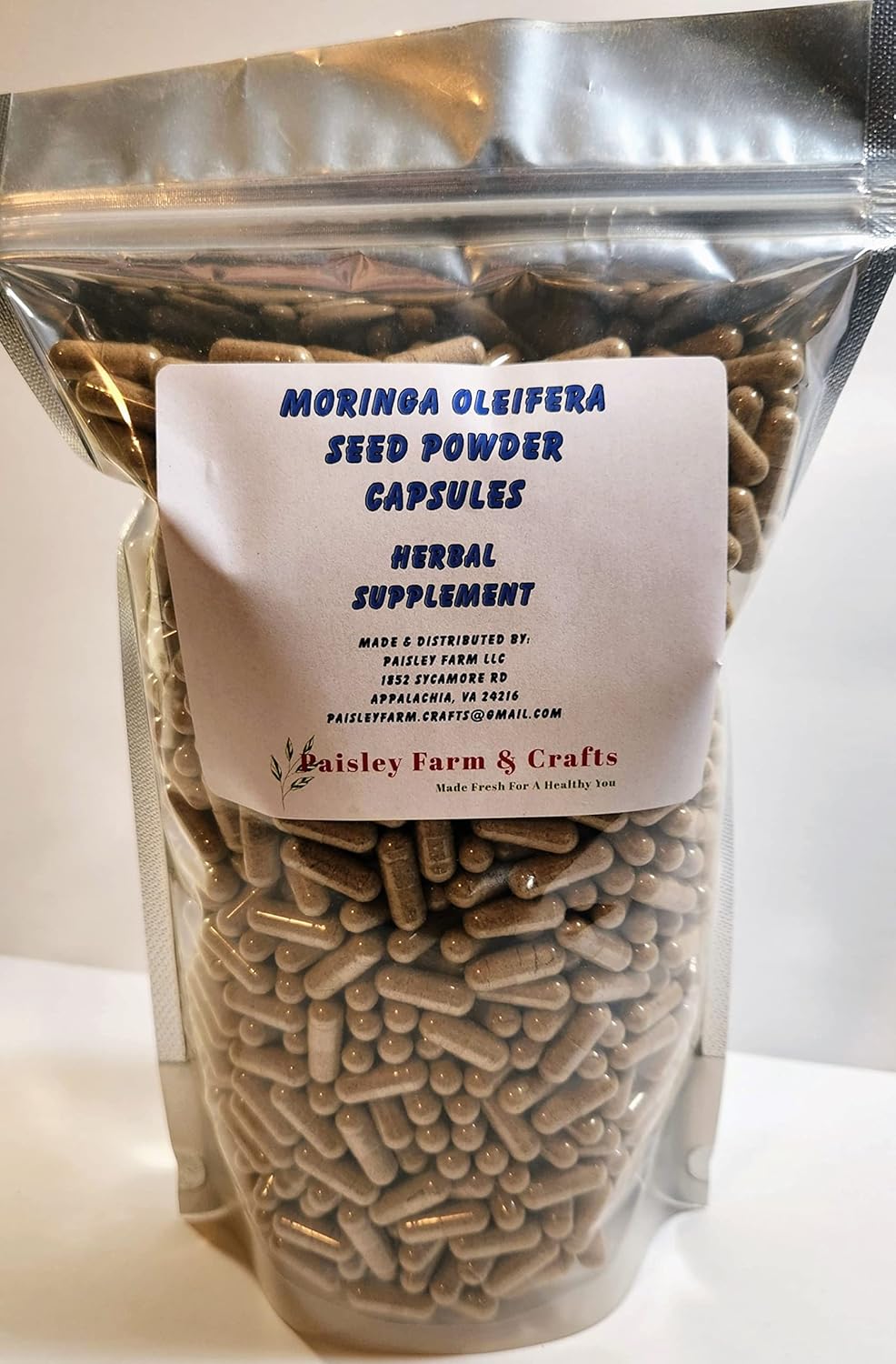 Moringa Oleifera Malunggay Seed Powder Capsules (300) - Made Fresh On Demand!