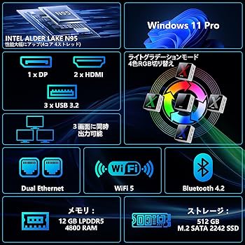 AIOEXPC XMINI ミニpc N95 12GB+ 512GB 拡張可能 Amazon.co.jp: ミニpc AIOEXPC XMINI 最新第12世代 N95