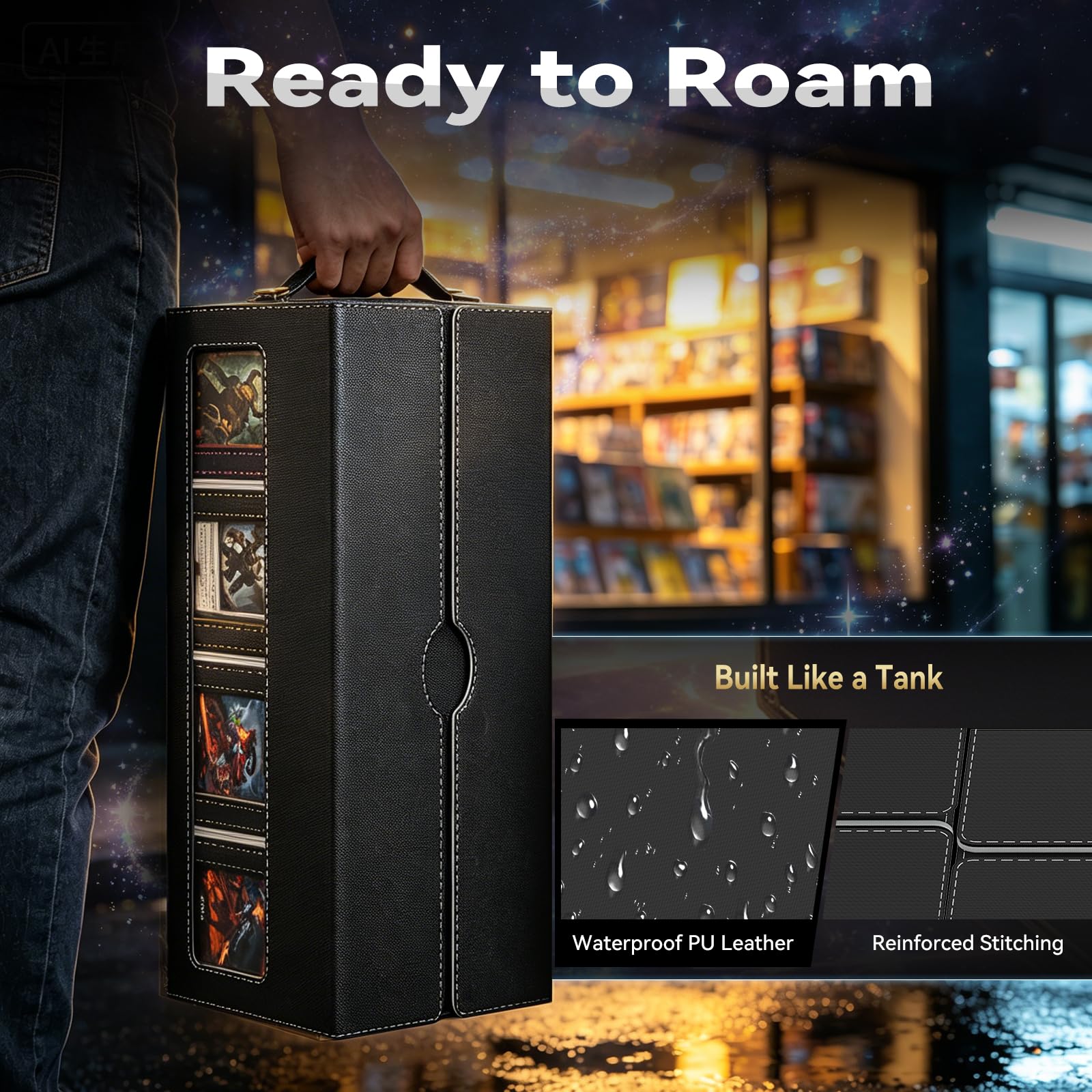 10in1 MTG Commander Deck Box mit Tragbarem Griff Deckbox,8 Deck Sammelkarten Aufbewahrungsbox mit Display&WüRfelablage 2000+ Karten,Abnehmbare Sammelkarten Box Mit35pt füR Top Loader Tcg Ccg