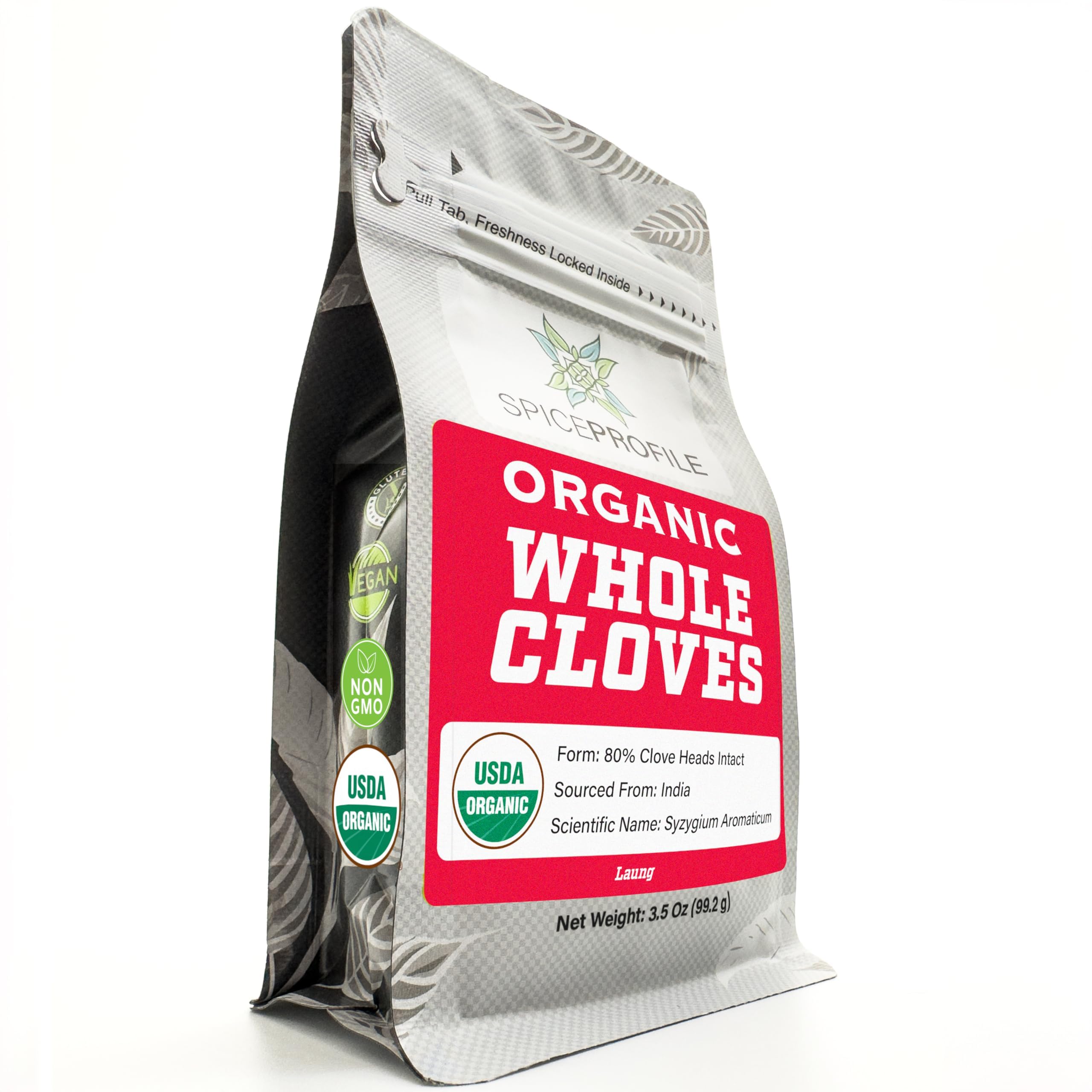 Spice Profile USDA Organic Whole Cloves, Lab Tested, Resealable 3.5 oz Pouch, Laung, Clavos de Olor