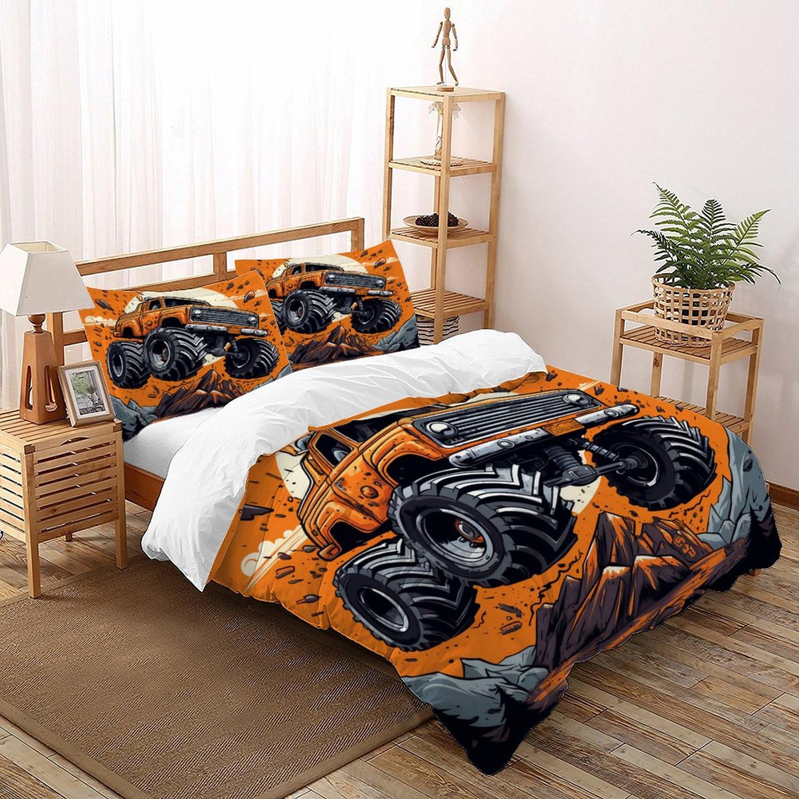 Parure de lit Monster Truck double 200x200cm avec impression textile haute définition