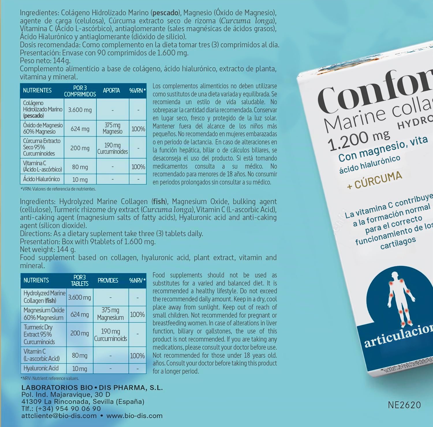 Nature Essential | Colágeno en Polvo Hidrolizado | Pack 2 unidades | 390 g | Cazo dosificador en el interior | Cúrcuma y L-carnitina | Contribuye a las Articulaciones y Huesos | Confortflex