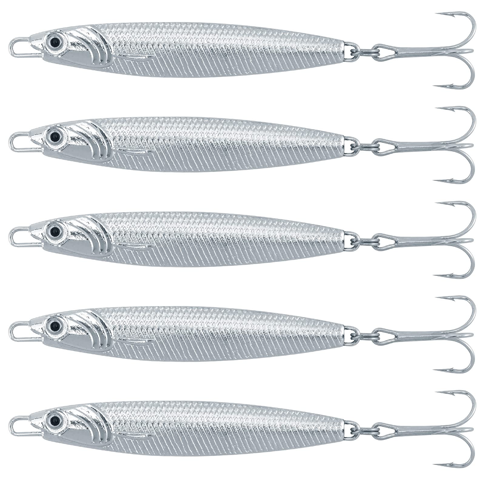 Dr.Fish Metal Sea Fishing Lures Silver Minnow Spoon Sea Fishing Tackle Mackerel Cod Bass Pike Stinger Spinner Lures Metal Jigs
