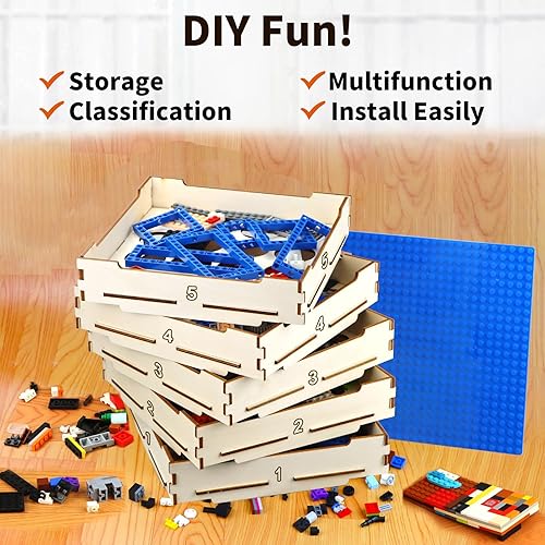 Miniatura 4 de Caja clasificadora de 5 bandejas utilizada para Lego, ladrillo clasificador de almacenamiento para bloques de Lego, regalo para amantes de Lego,