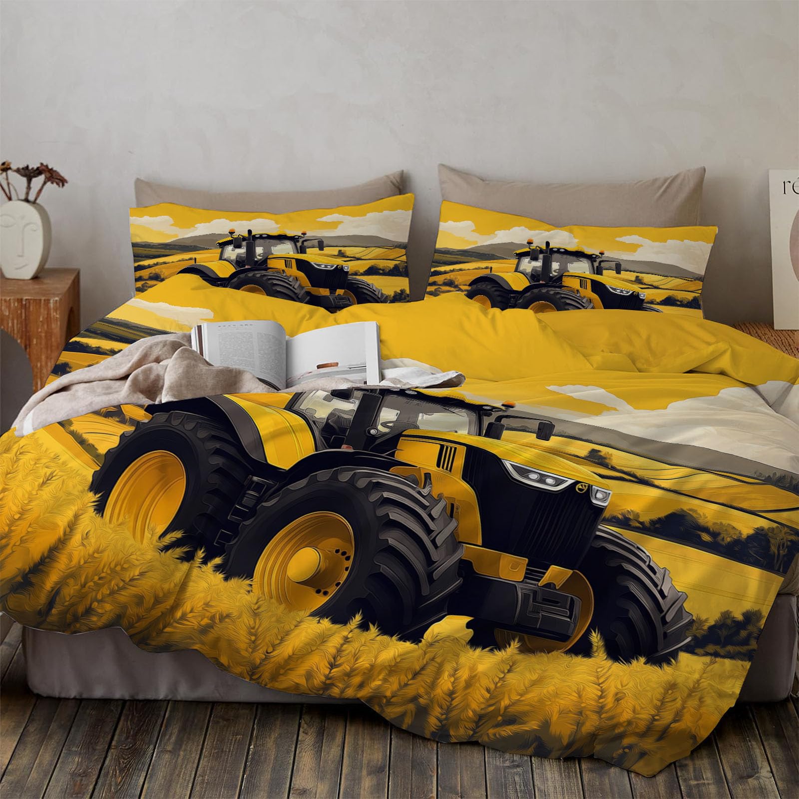 Parure de lit tracteur 240x260 résolvant le problème des couettes qui glissent