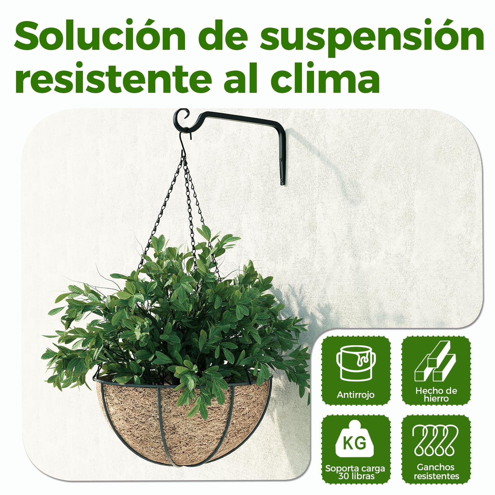 Bamworld Lote de 3 Cadenas de Suspensión Negras 45 cm, para Macetas Colgantes, Maceteros Colgantes y Soportes de Jardineras de Balcón, Uso en Interior y Exterior (Solo las Cadenas, Maceta NO Incluida)